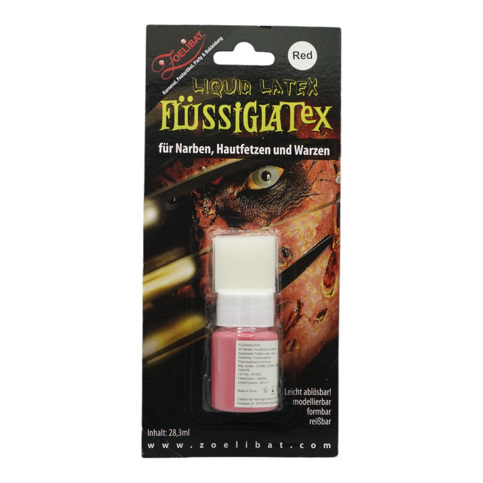 Zoelibat Flüssiges Latex Farbe Rot 28,3 ml für Narben Hautfetzen Warzen 2