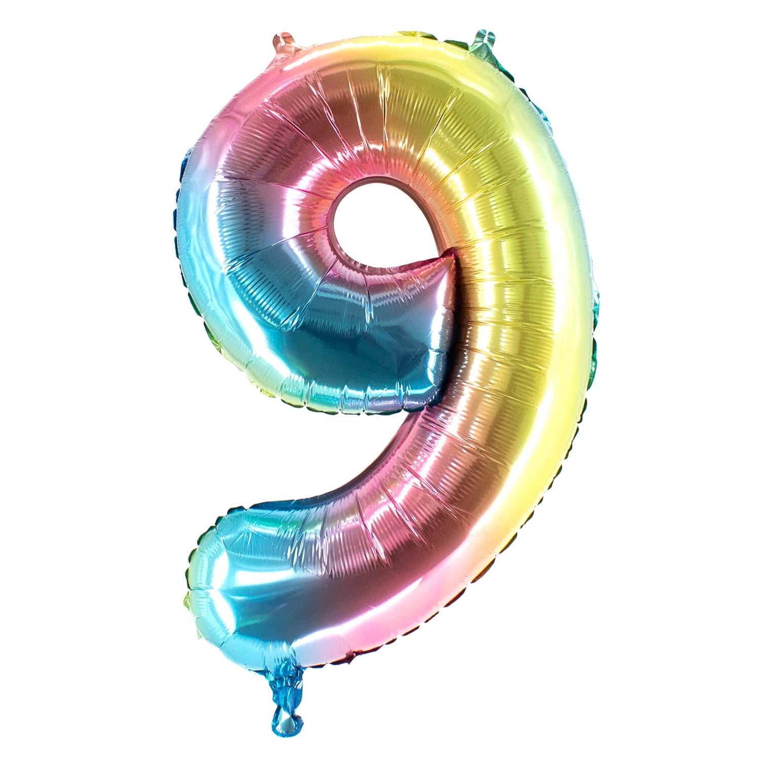 Folienballons Zahlenballon Regenbogen 100 cm Zahl 0 bis 9 glänzend 14