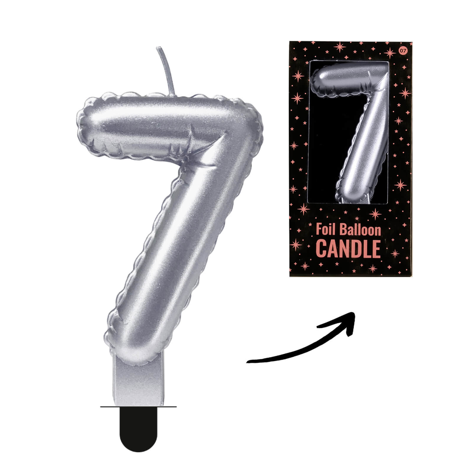 Ballon Kerze silber Zahl 0-9 10 cm Zahlenkerze silber 9
