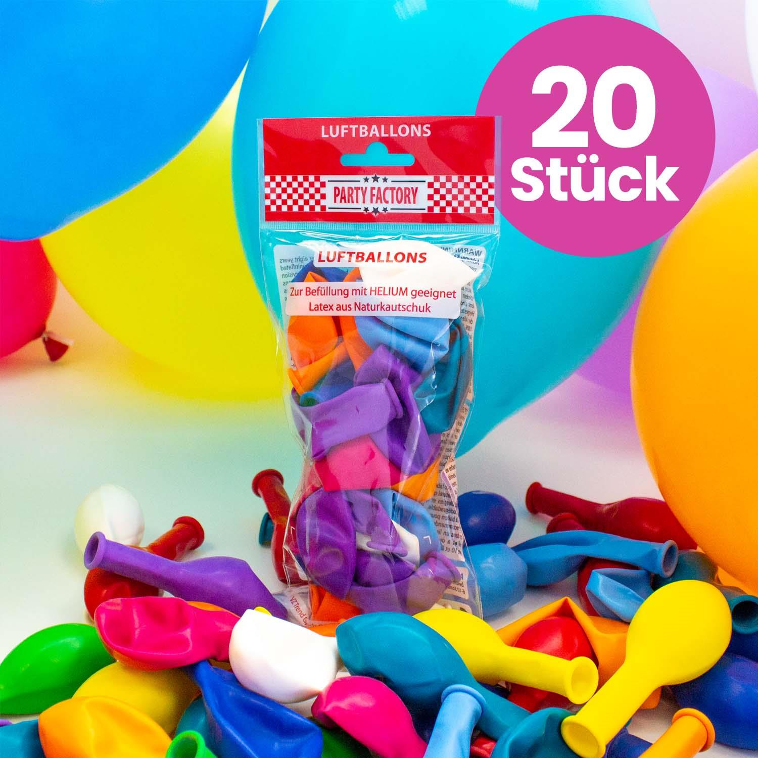 Ballongas Helium im Set mit 20 Luftballons 140 4