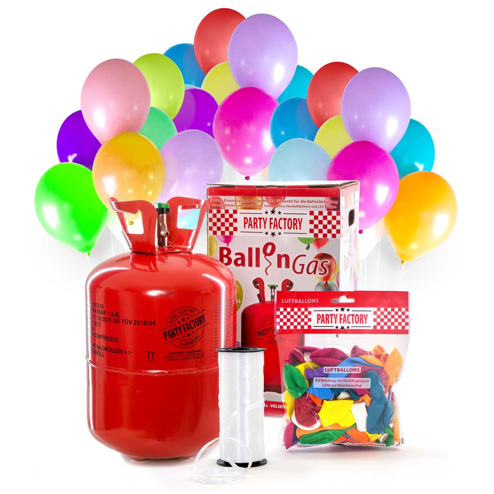 Ballongas Helium im Set mit 50 Luftballons 400l
