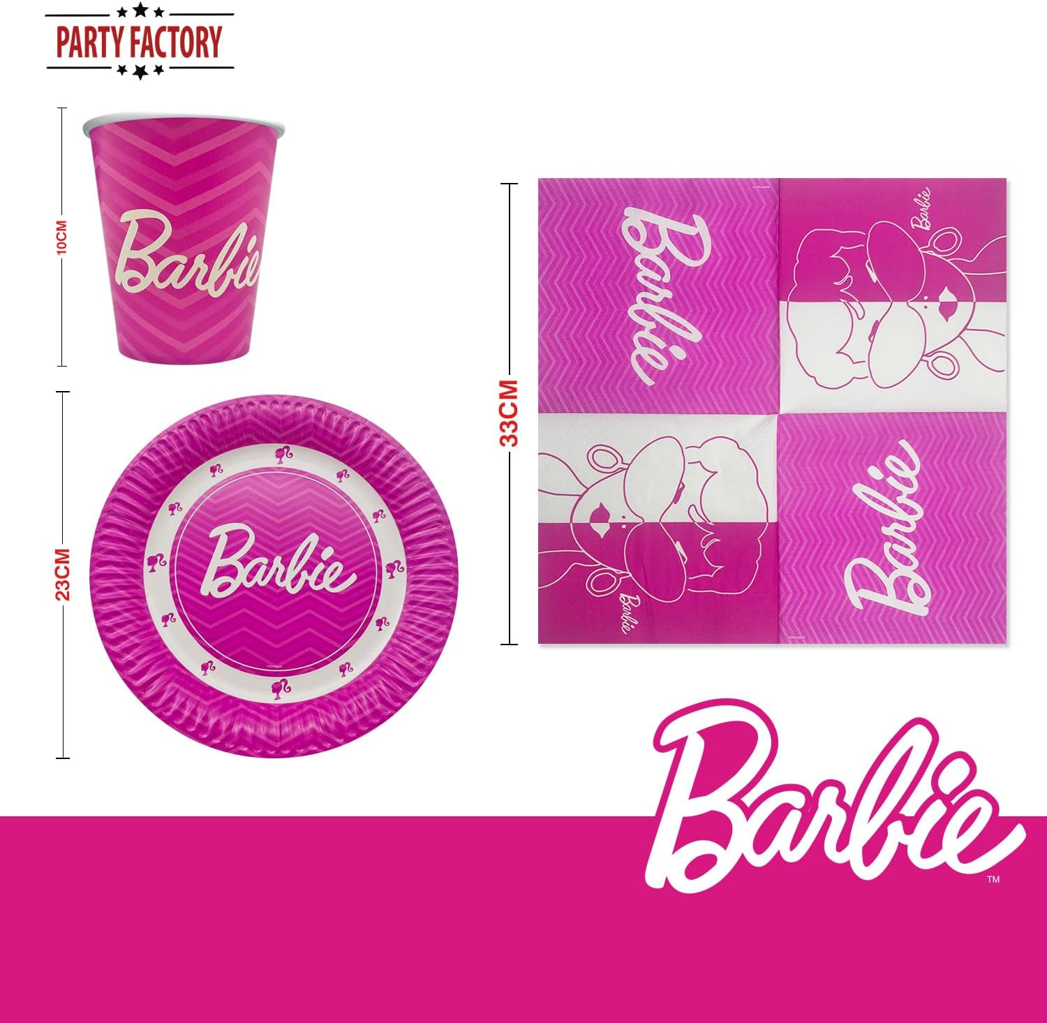 Barbie Partyset 36-tlg 8 Becher 8 Teller 20 Servietten 2