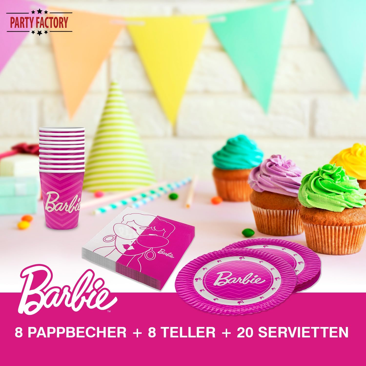 Barbie Partyset 36-tlg 8 Becher 8 Teller 20 Servietten 3