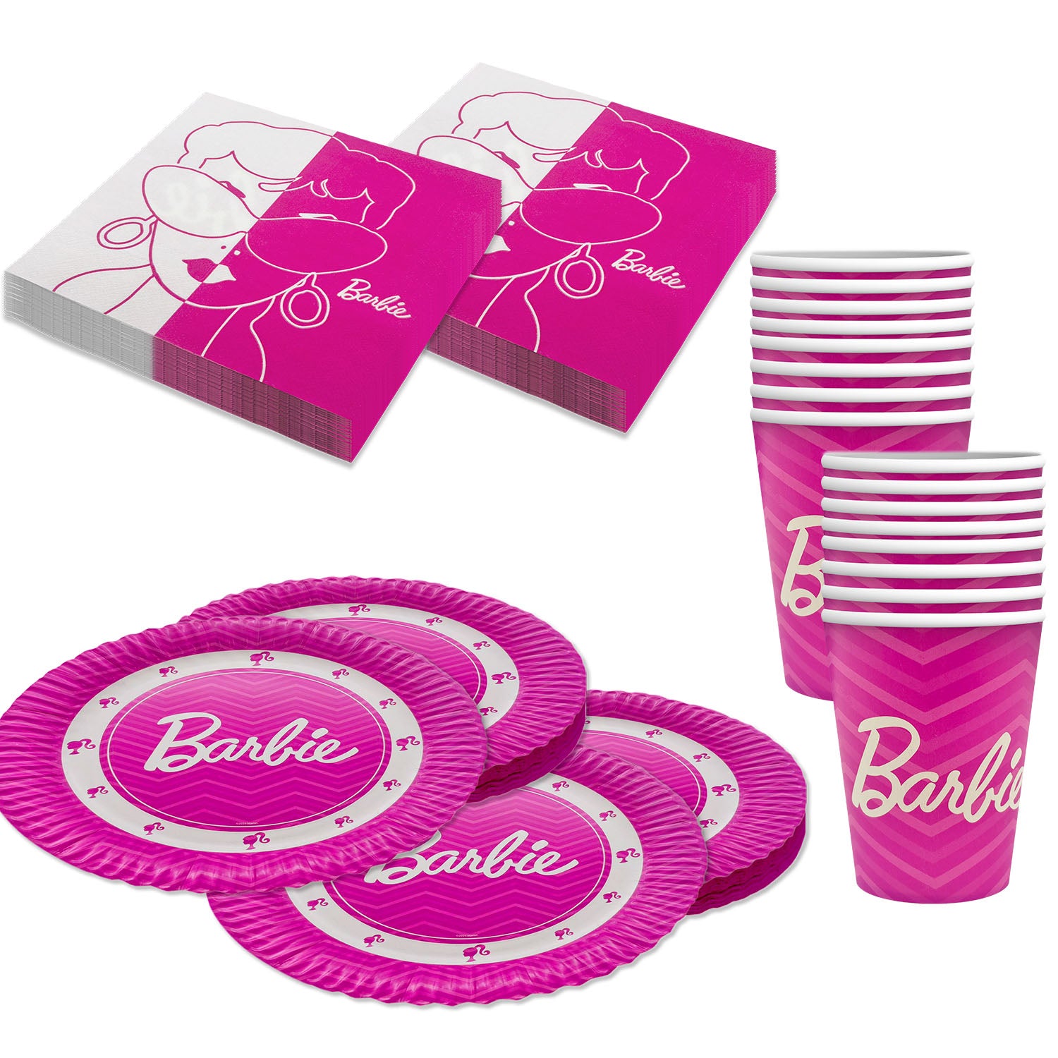 Barbie Partyset 72-tlg. - 16 Becher, 16 Teller & 40 Servietten