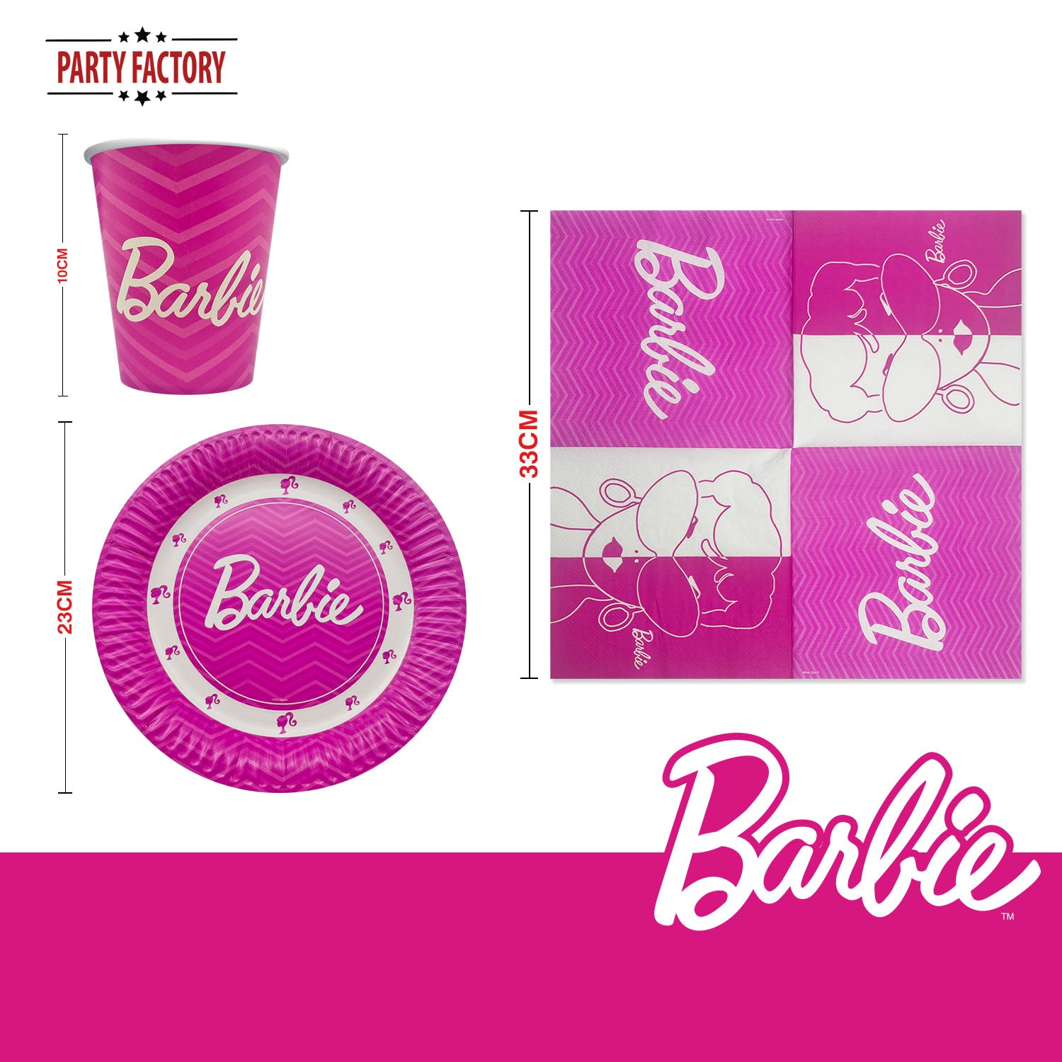 Barbie Partyset 72-tlg 16 Becher 16 Teller 40 Servietten 4