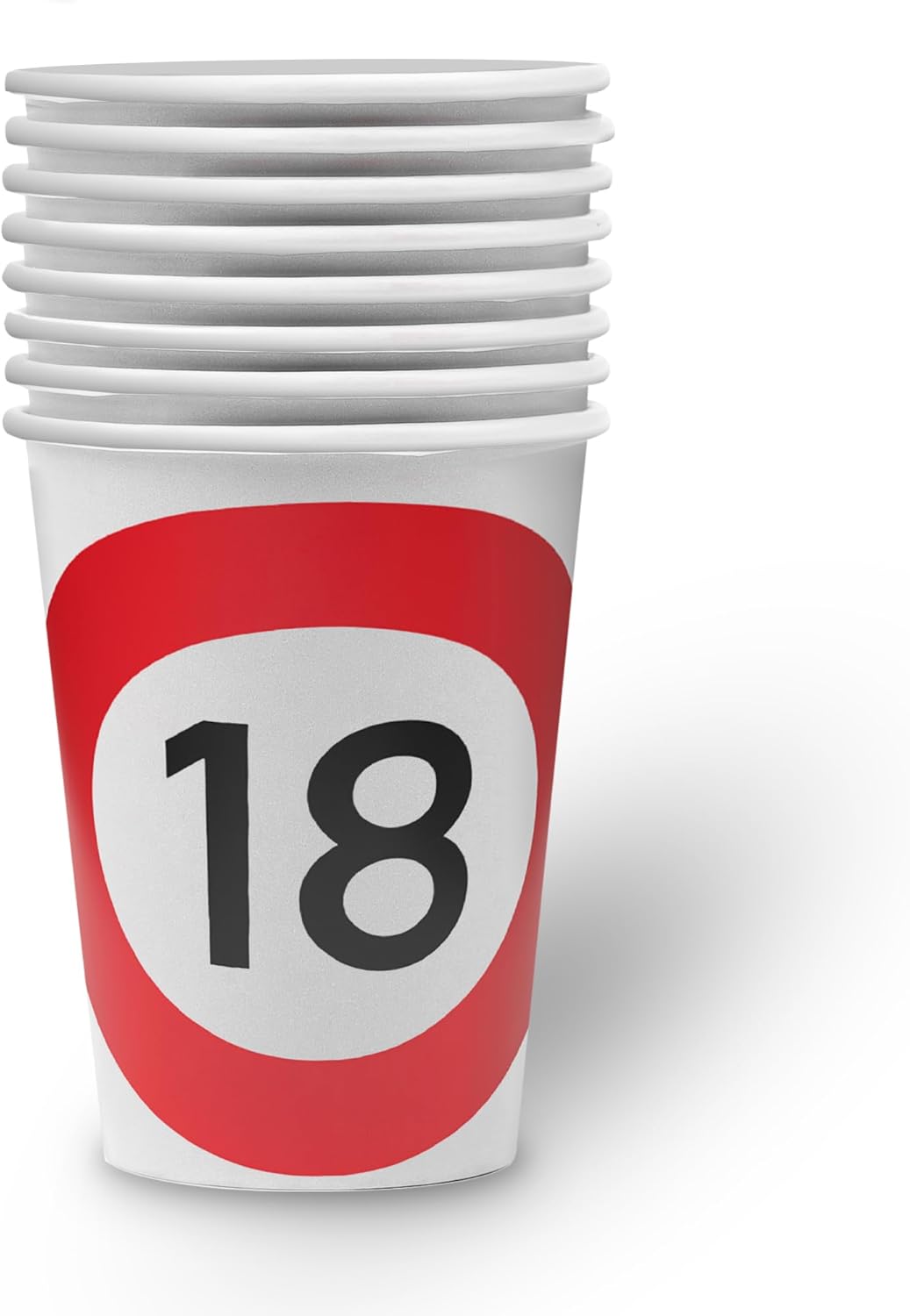 Becher Happy Birthday 18 8er-Pack 250  ml Deko für den 18. Geburtstag