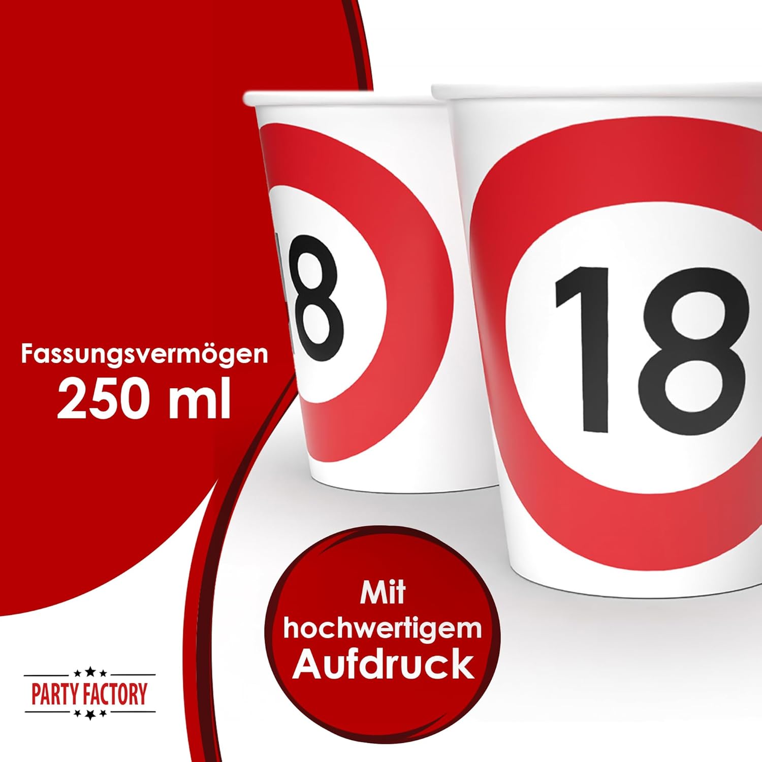 Becher Happy Birthday 18 8er-Pack 250  ml Deko für den 18. Geburtstag 4