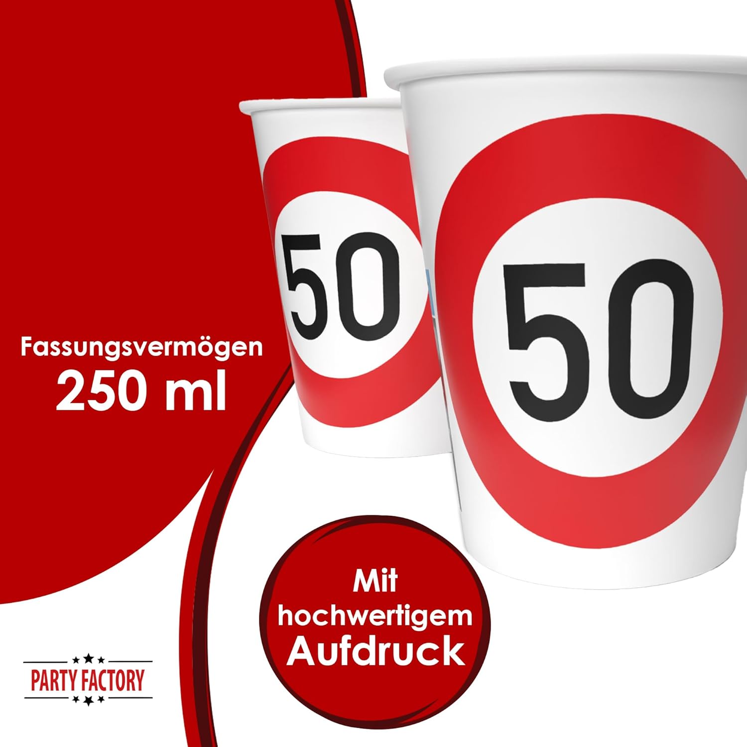 Becher Happy Birthday 50 8er-Pack 250  ml stilvolle Deko zum 50. Geburtstag 4