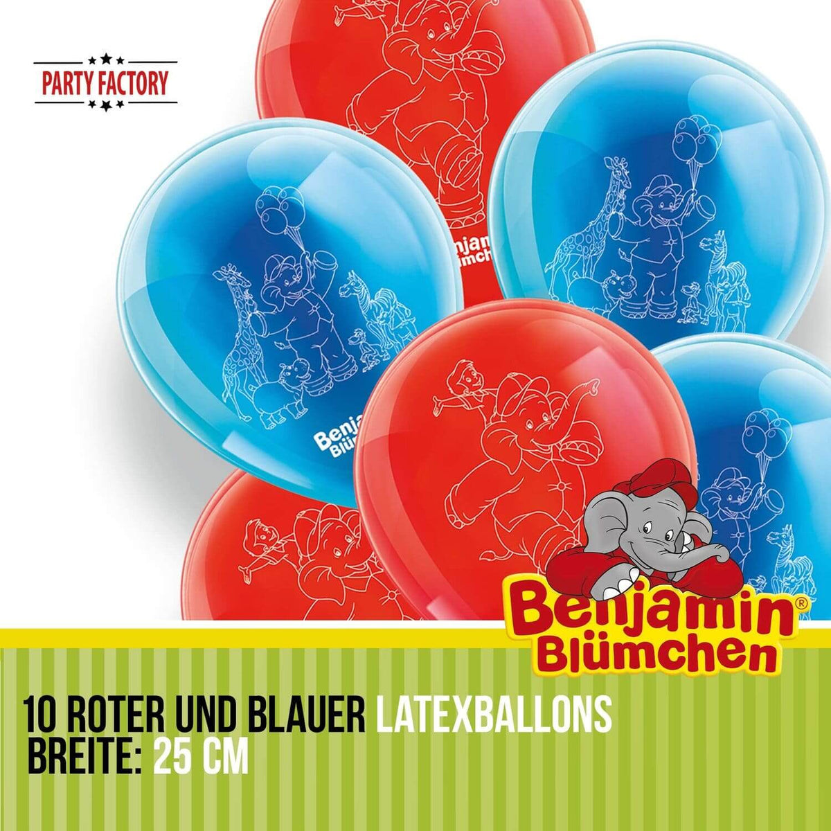 Benjamin Blümchen Latexballons Set 25 cm 10 Stk. 2