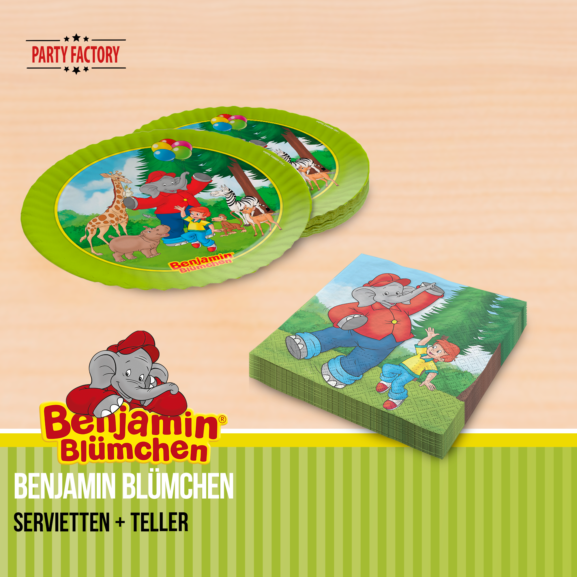 Benjamin Blümchen Partyset 51-tlg. Geschirr, Servietten, Wimpel, Folienballons 7