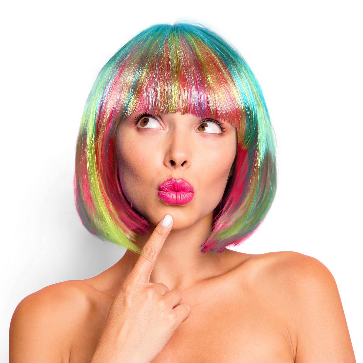 Bob Perücke für Damen, Herren & Kinder Cabaret bunt 1