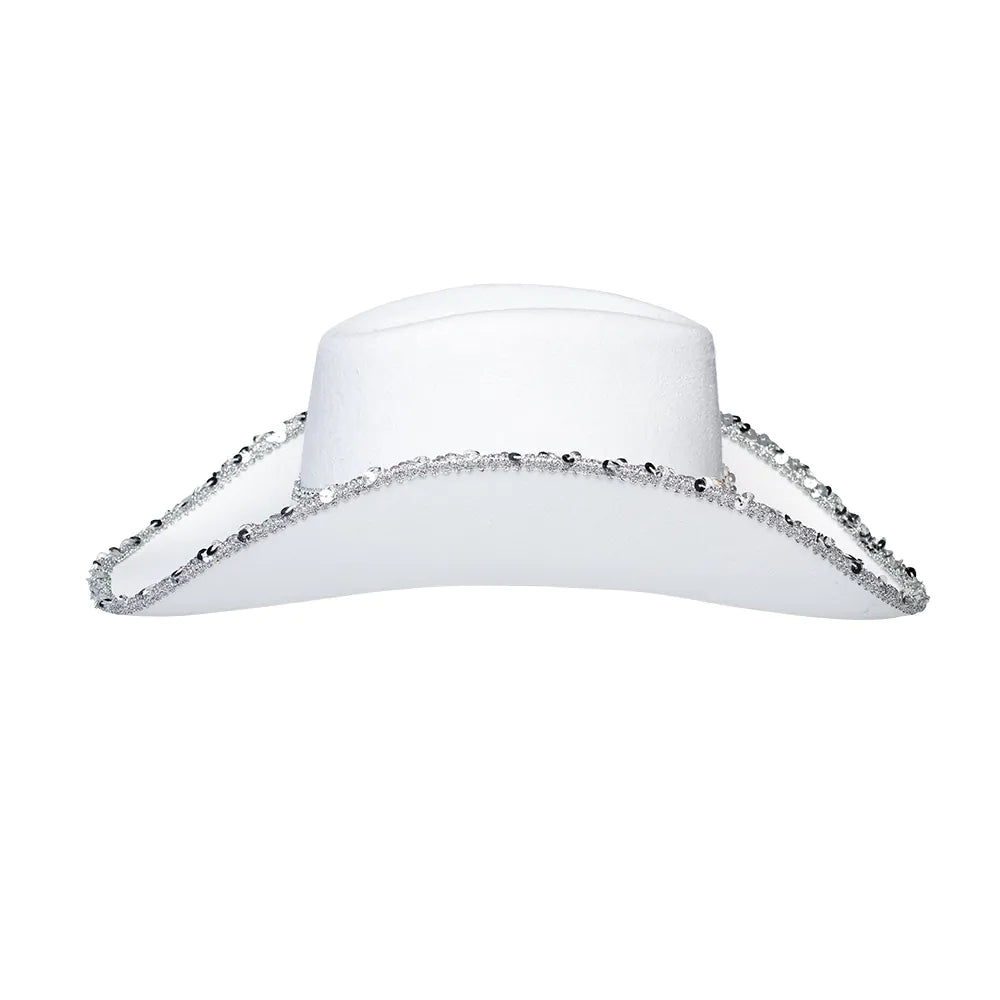 Bride Hut weiß stylischer Cowboyhut mit Glitzer für JGA 4