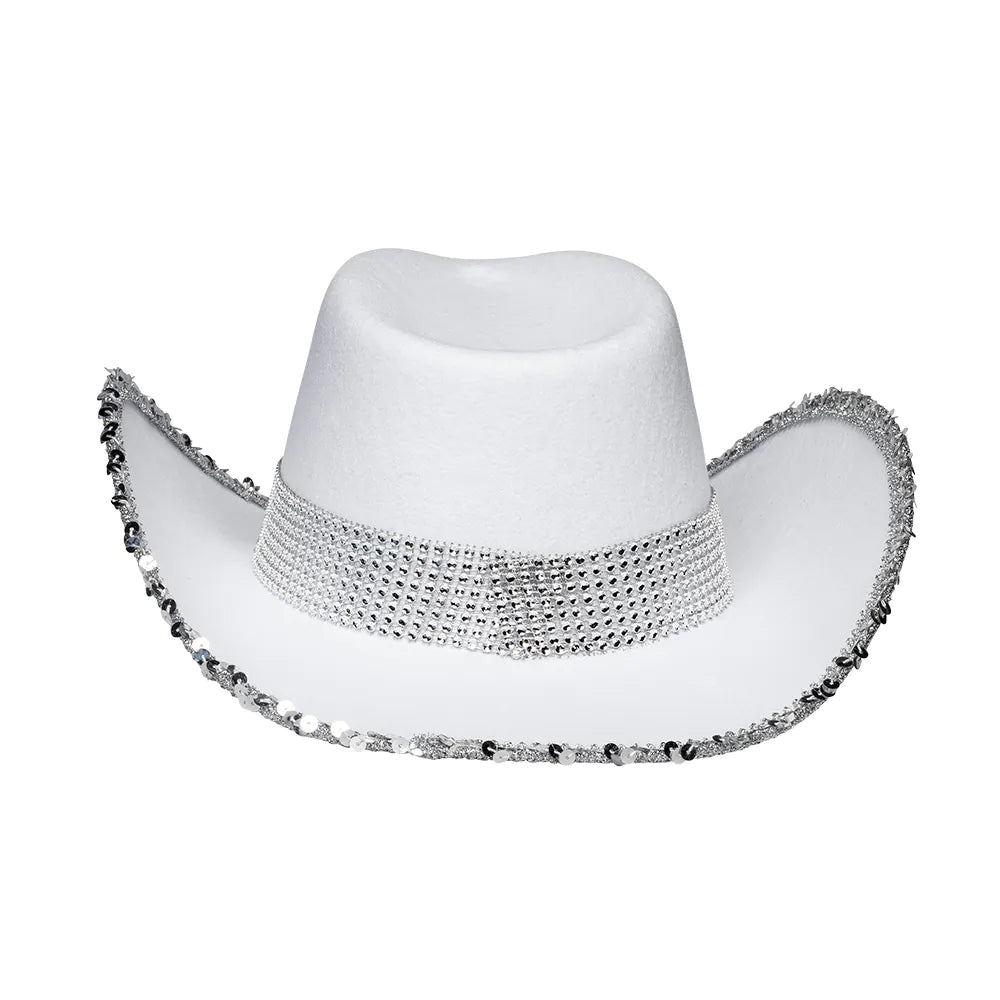 Bride Hut weiß stylischer Cowboyhut mit Glitzer für JGA 5
