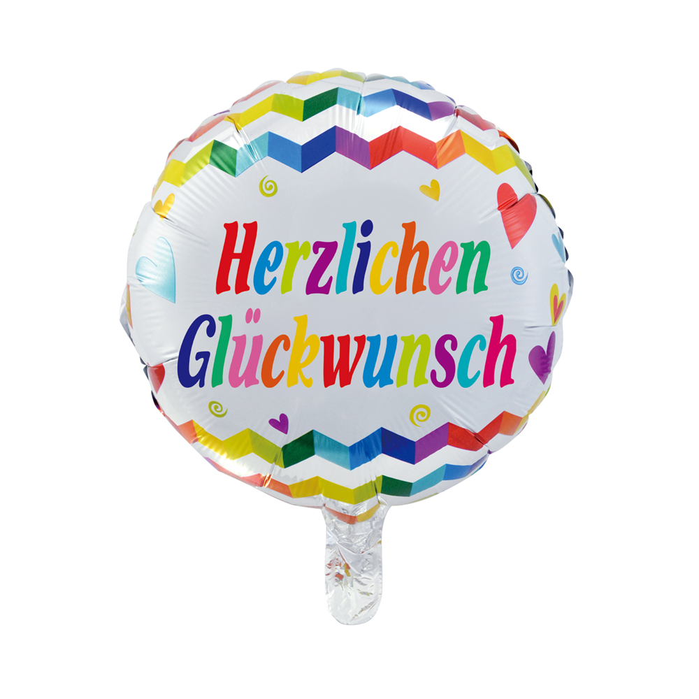 Bunter Folienballon Herzlichen Glückwunsch rund,45cm Ballon für Erwachsene