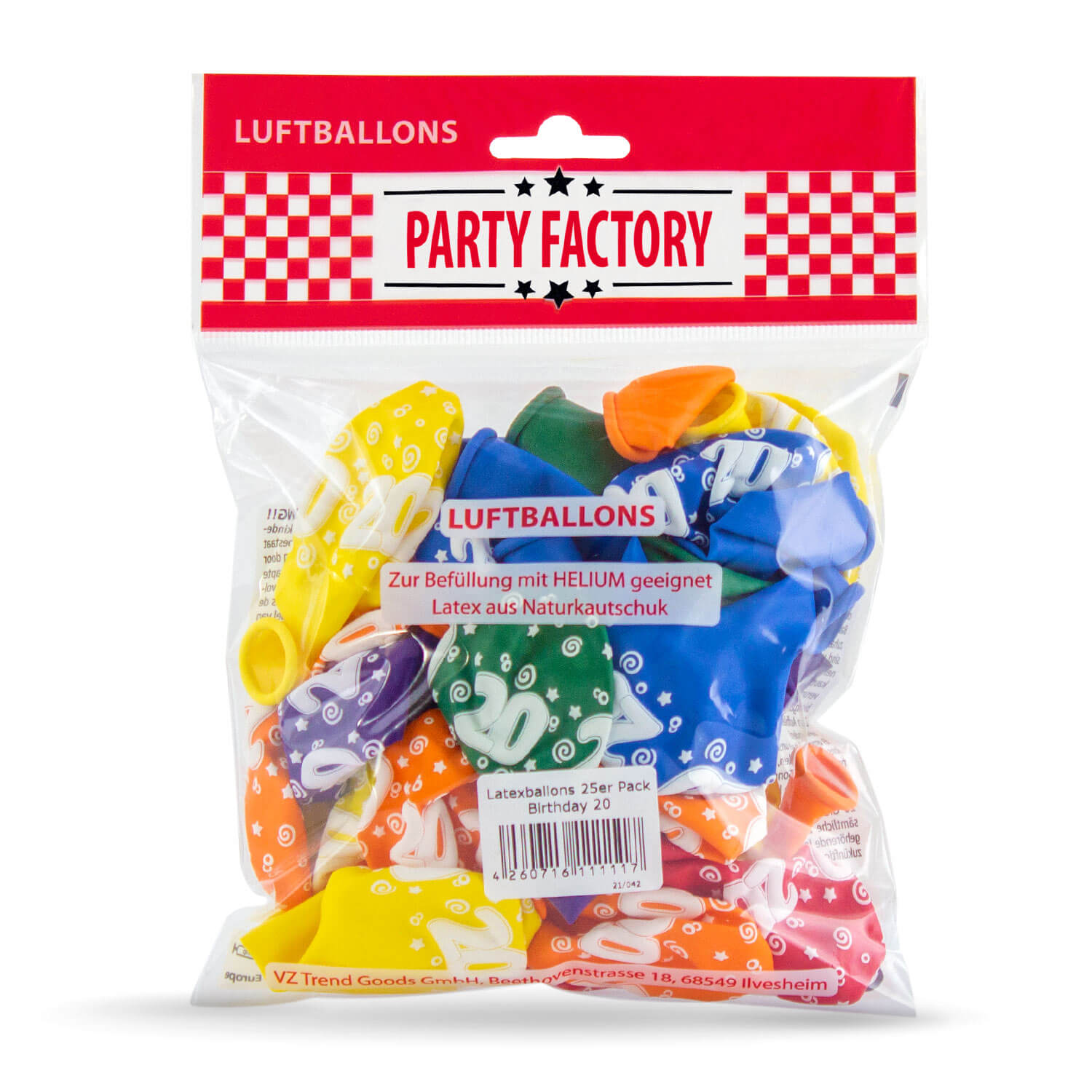 Bunter Latexballon-Mix 20. Geburtstag 25er Pack 2