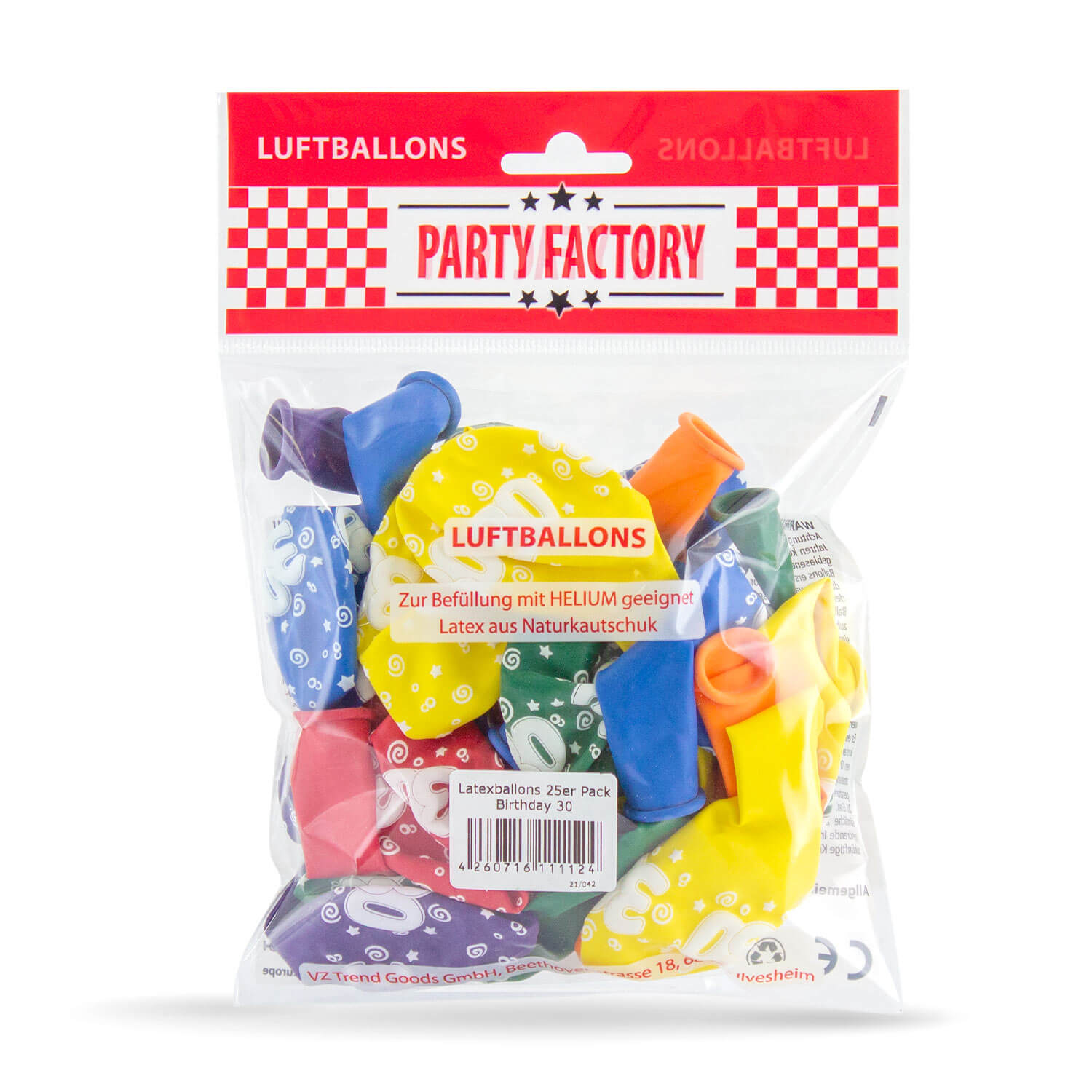 Bunter Latexballon-Mix 30. Geburtstag 25er Pack 2