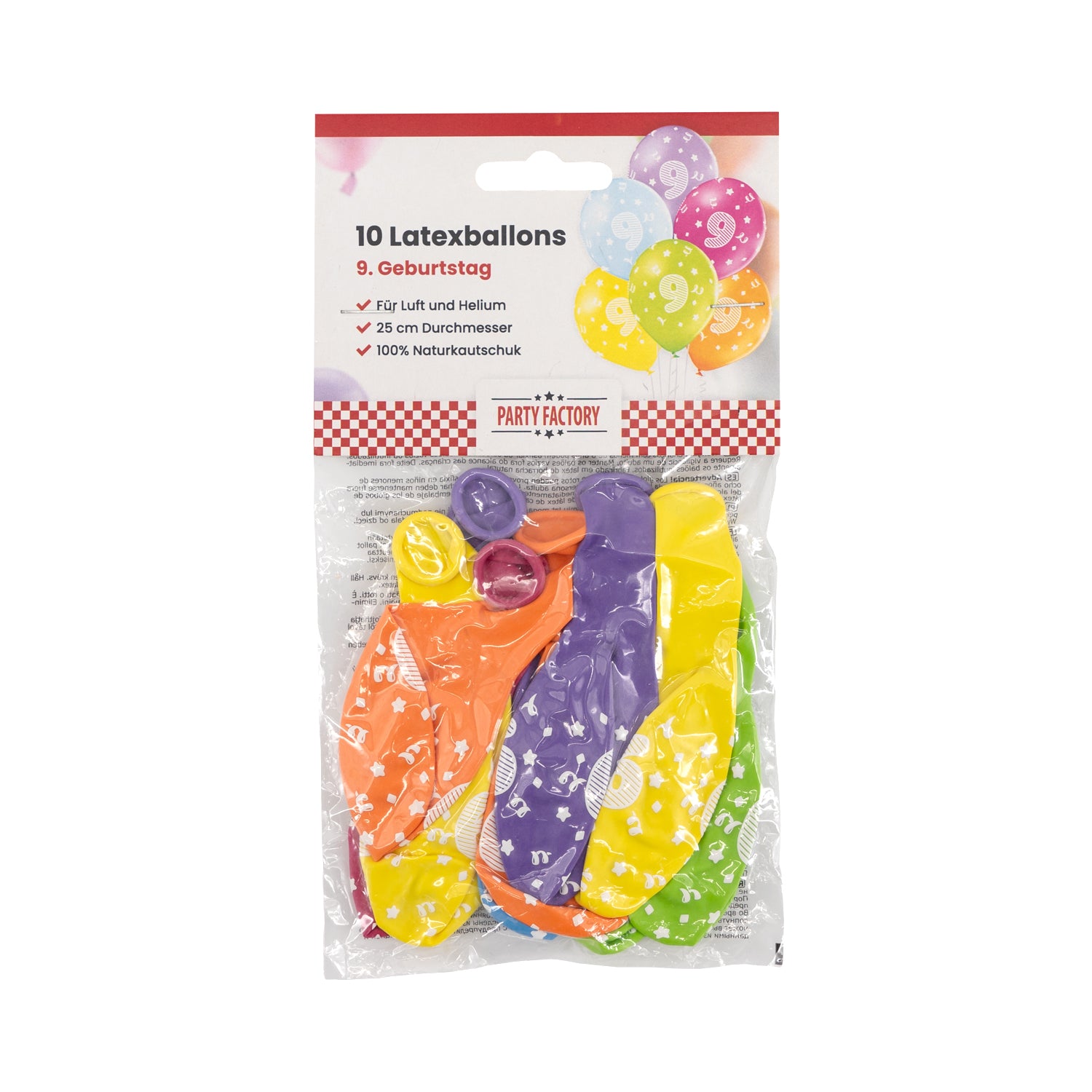 Bunter Latexballons-Mix 9. Geburtstag 10er Pack