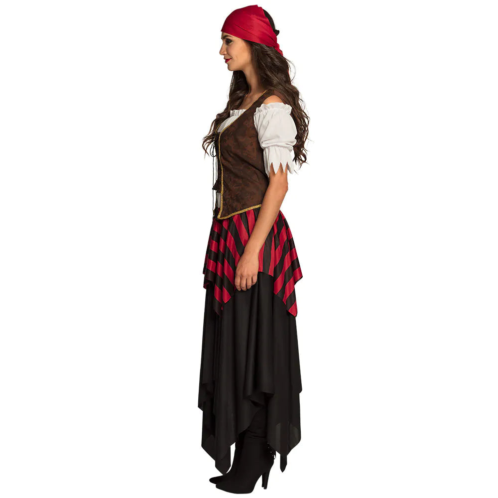 Piraten Kostüm Damen Piratin Tornado authentisches Outfit mit Rock Bluse Bandana 44/46 3