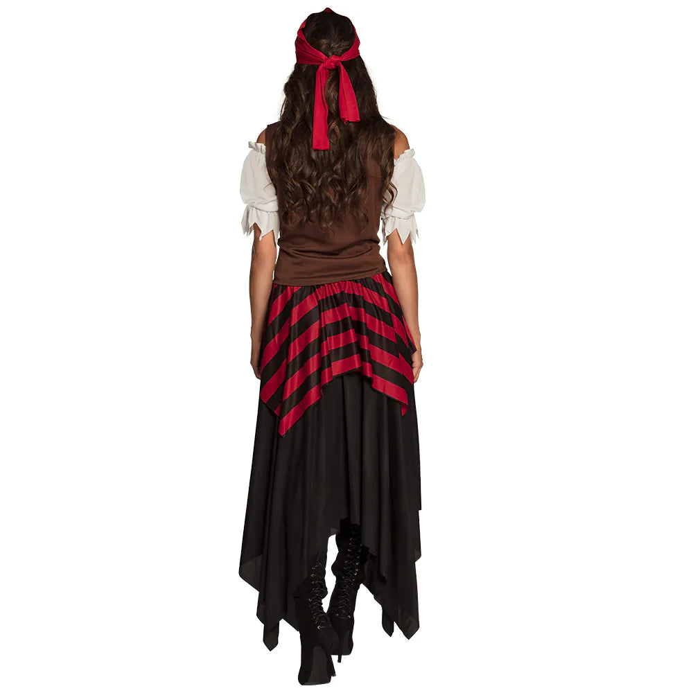 Piraten Kostüm Damen Piratin Tornado authentisches Outfit mit Rock Bluse Bandana 44/46 4
