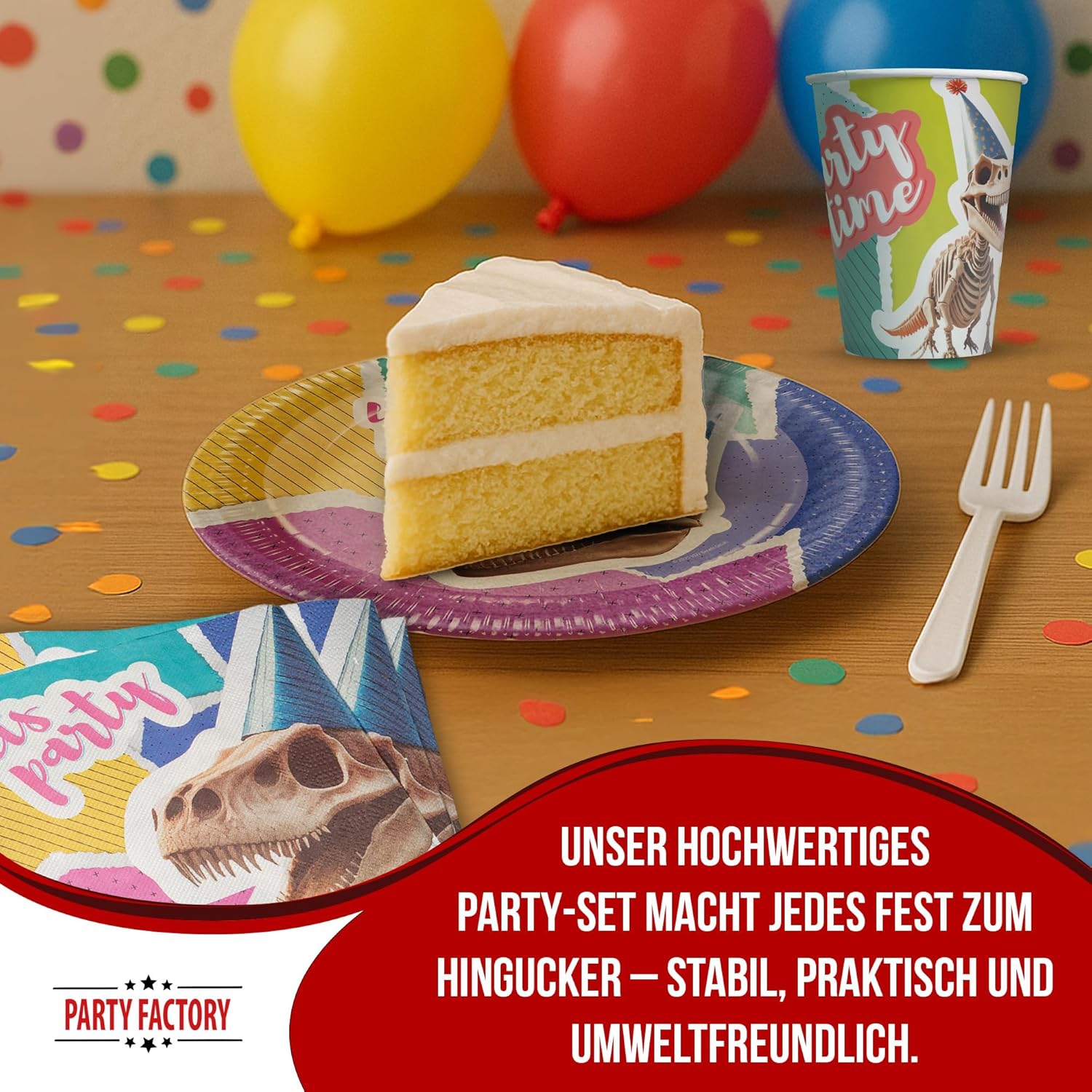 Dino Skelett –36-teiliges Party-Set mit 8 Tellern, 8 Bechern & 20 Servietten 3