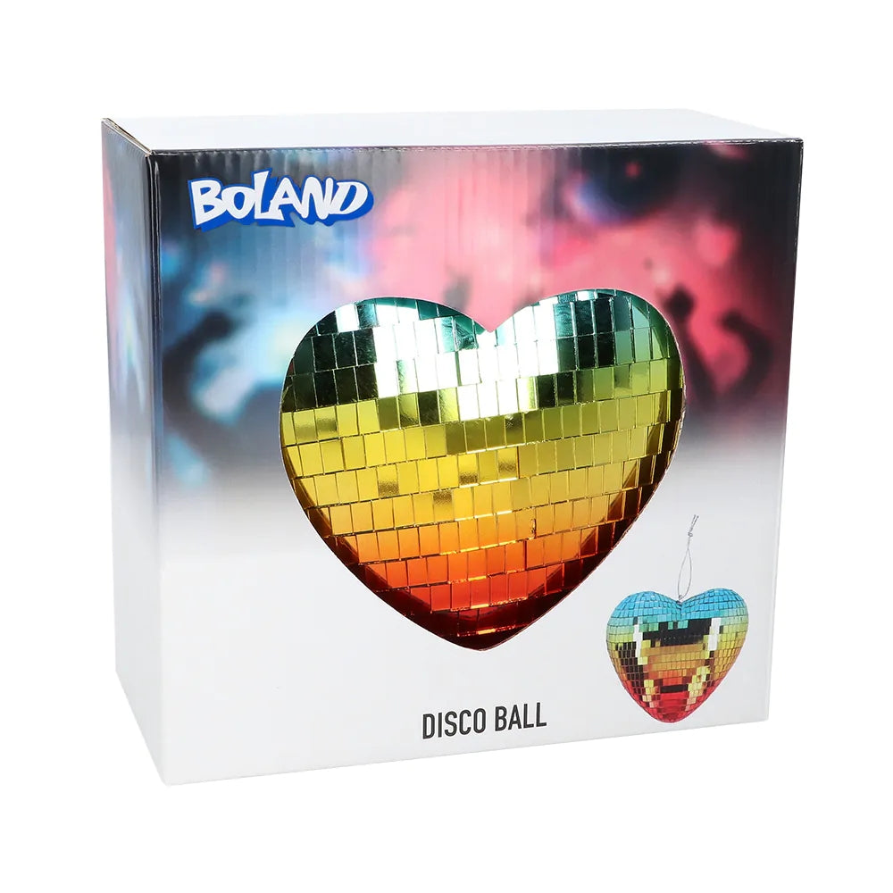 Discokugel Herz Regenbogen 19 cm bunte Spiegelkugel Party-Deko 2