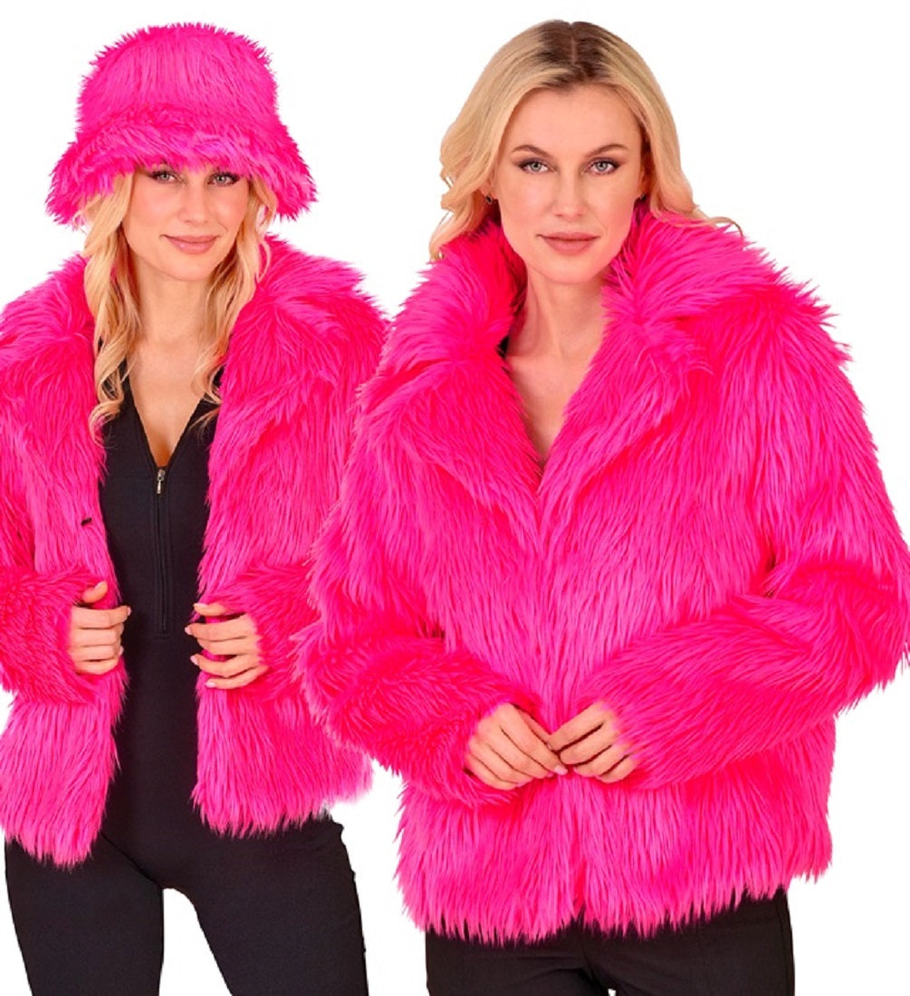 Felljacke in Neon Auswahl für Damen S/M L/XL XXL aus Kunstfell Rave Plüschjacke in 90 Jahre Style 3
