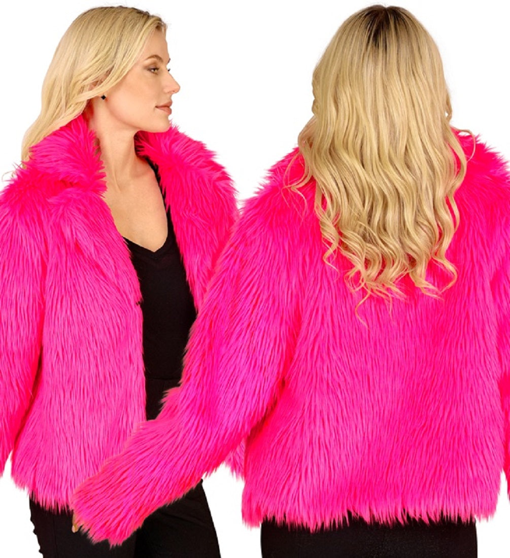 Felljacke in Neon Auswahl für Damen S/M L/XL XXL aus Kunstfell Rave Plüschjacke in 90 Jahre Style 4