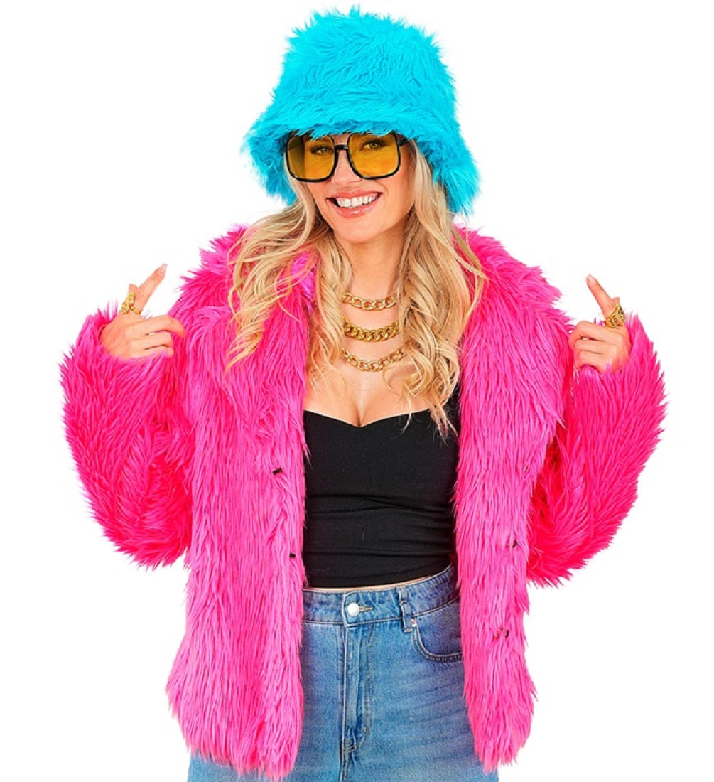 Felljacke in Neon Auswahl für Damen S/M L/XL XXL aus Kunstfell Rave Plüschjacke in 90 Jahre Style 2