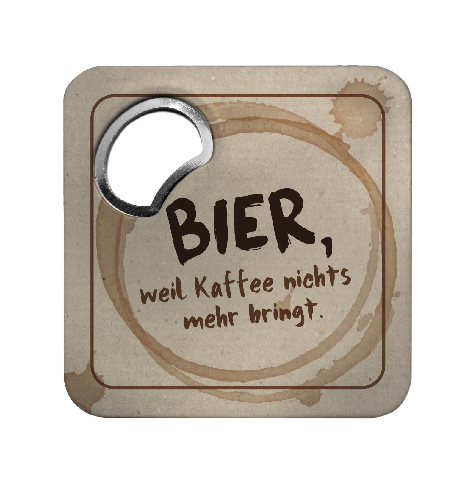 Flaschenöffner Untersetzer Bier beige im 6er Set Männer-Geschenk 1