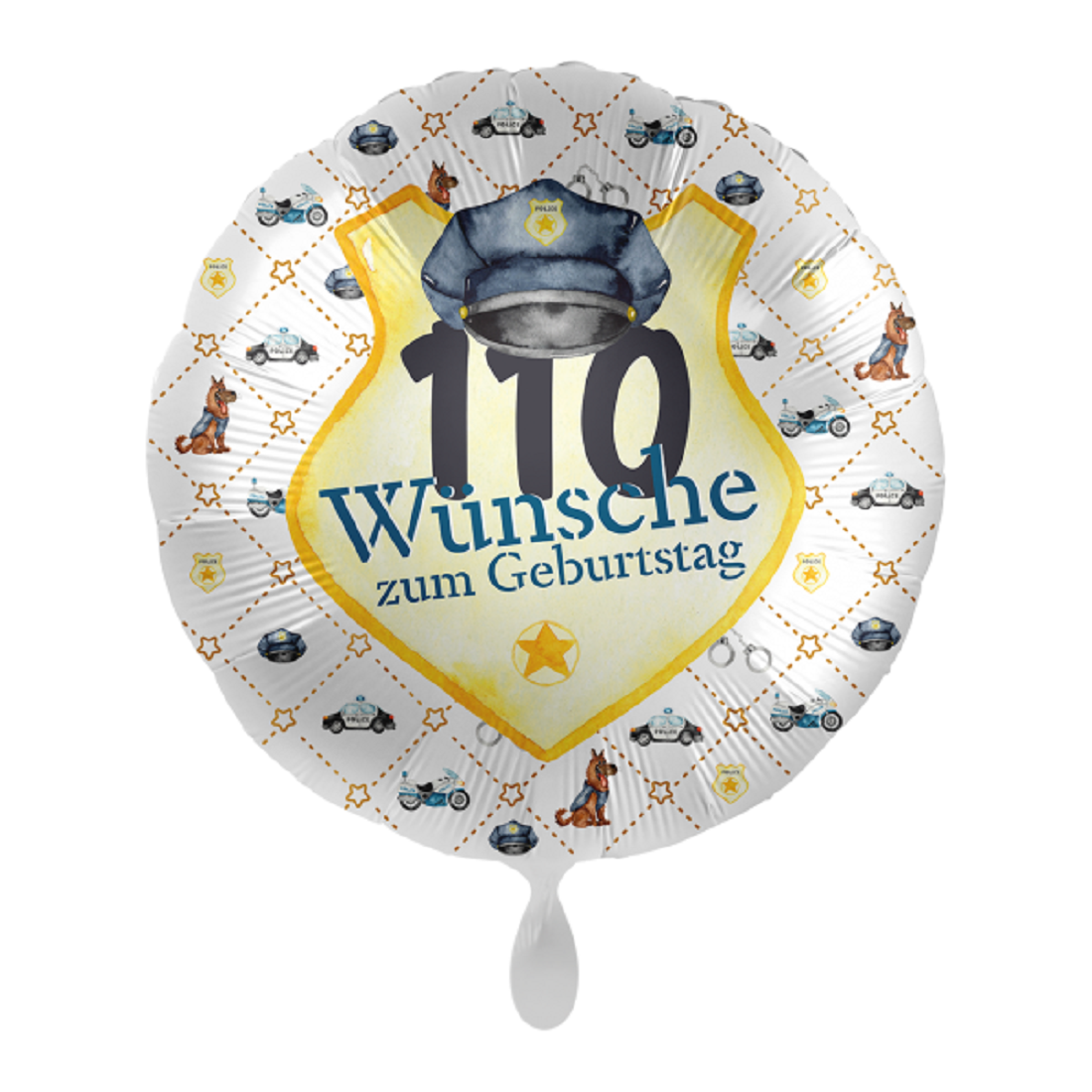 Folienballon 110 Wünsche Geburtstagsballon Polizei Motto für Polizisten ø43cm