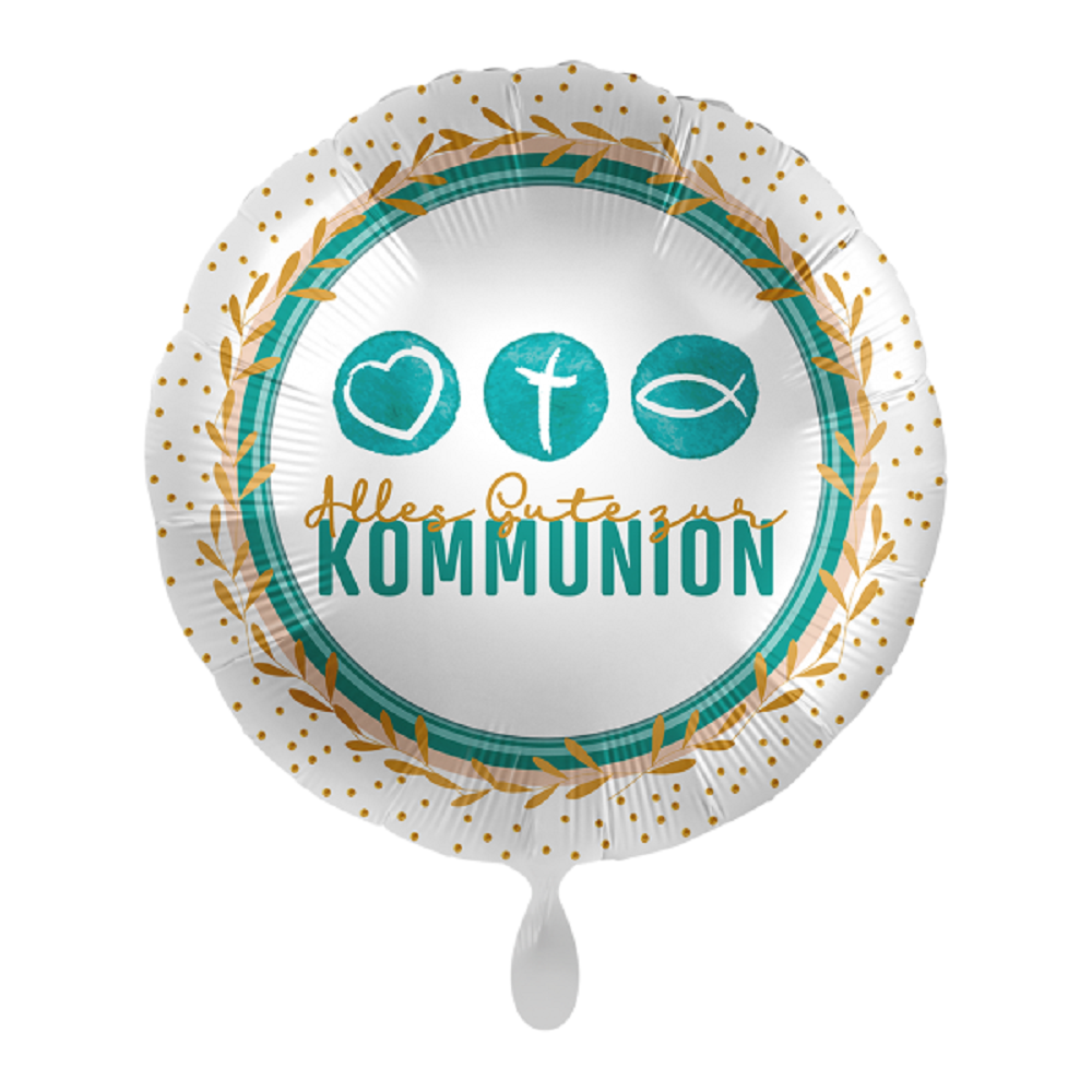 Folienballon Alles Gute zur Kommunion Christliche Dekoration weiß Gold ø43cm