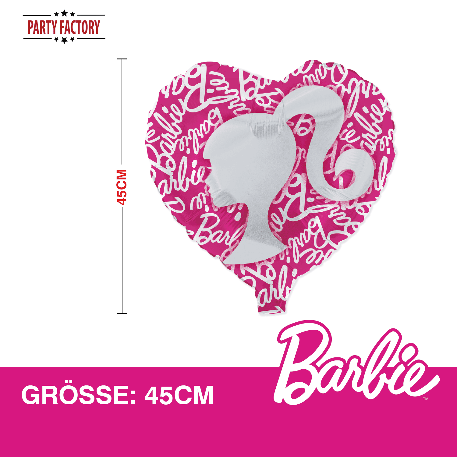 Folienballon Barbie Herz 45cm 3