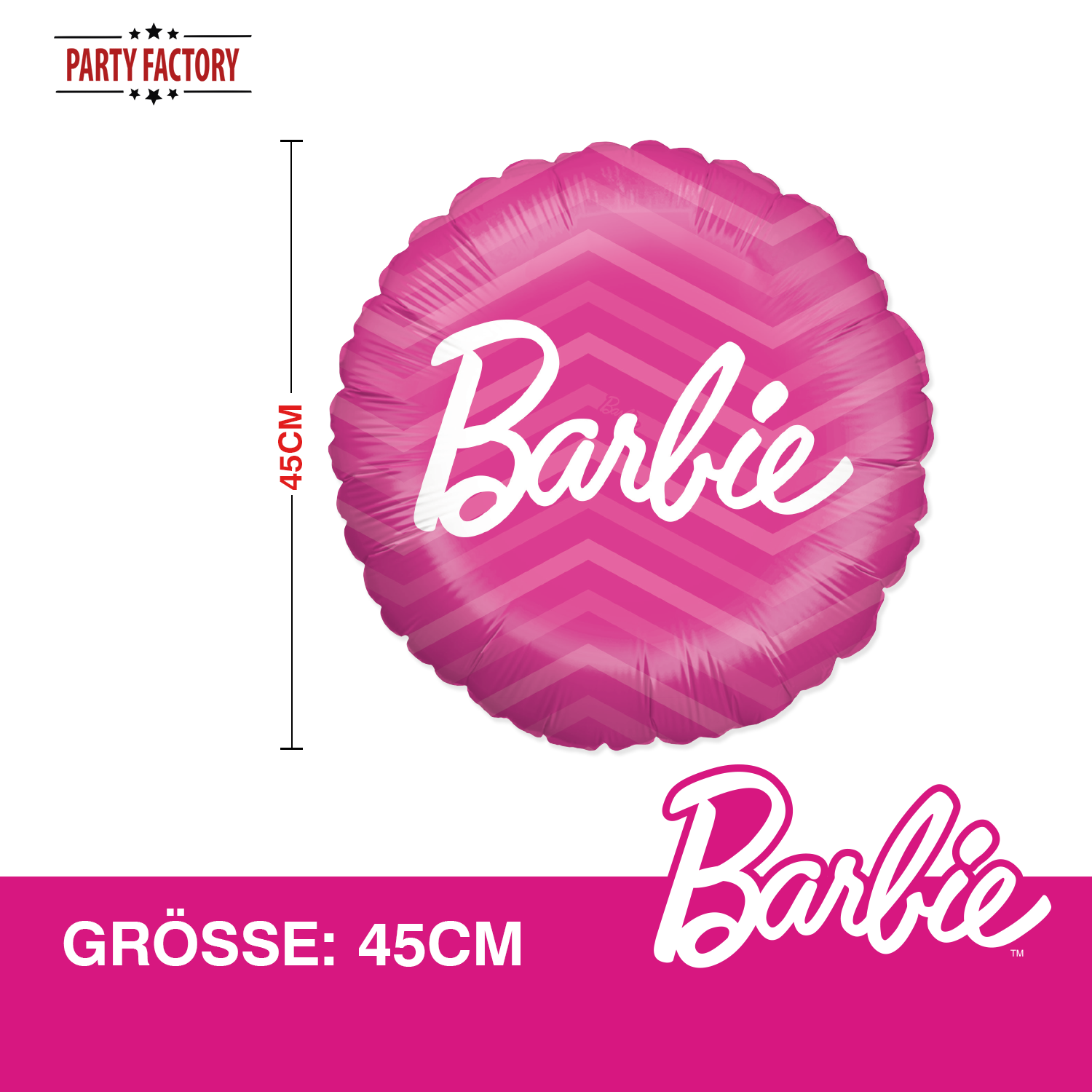 Folienballon Barbie pink rund ø45 cm 3