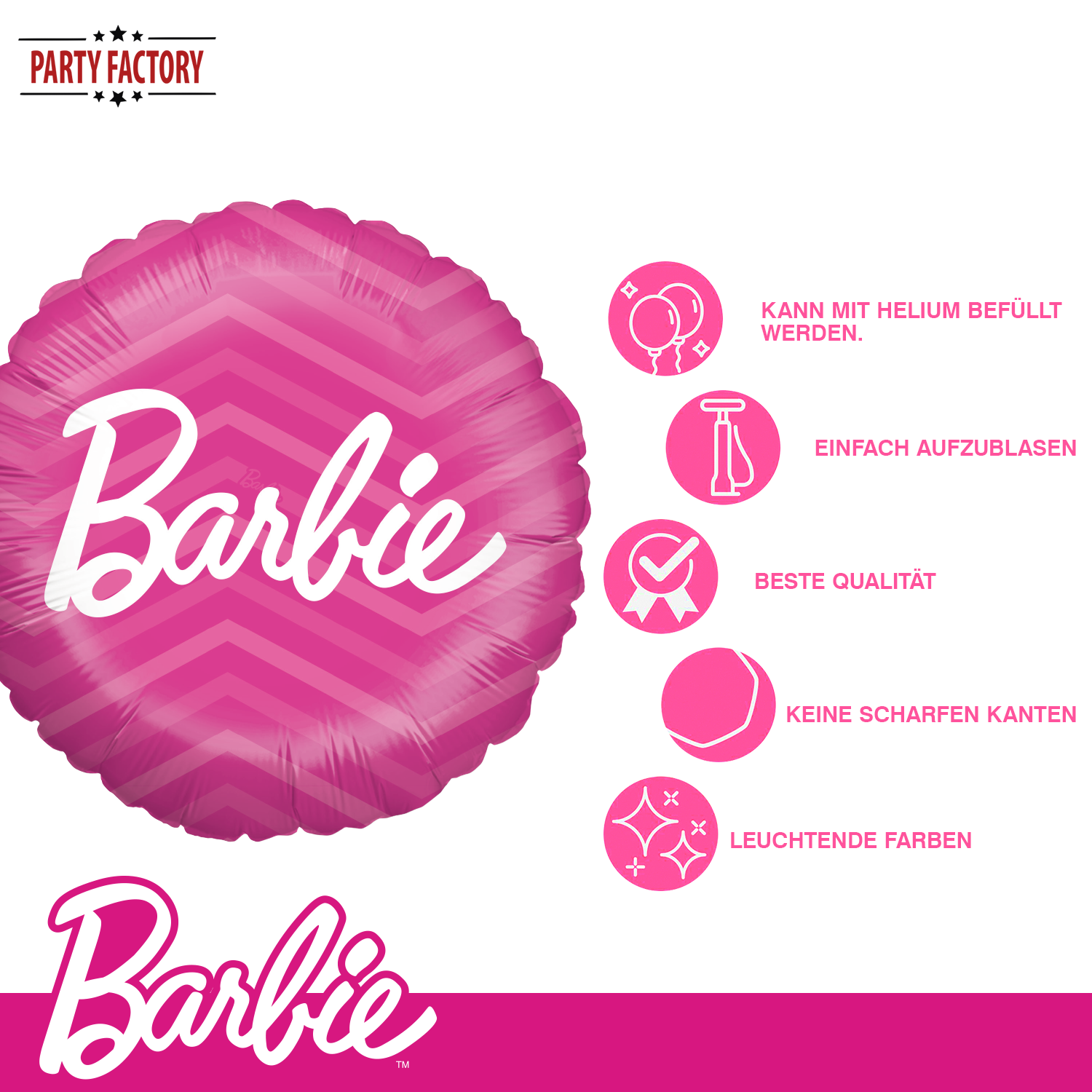 Folienballon Barbie pink rund ø45 cm 5
