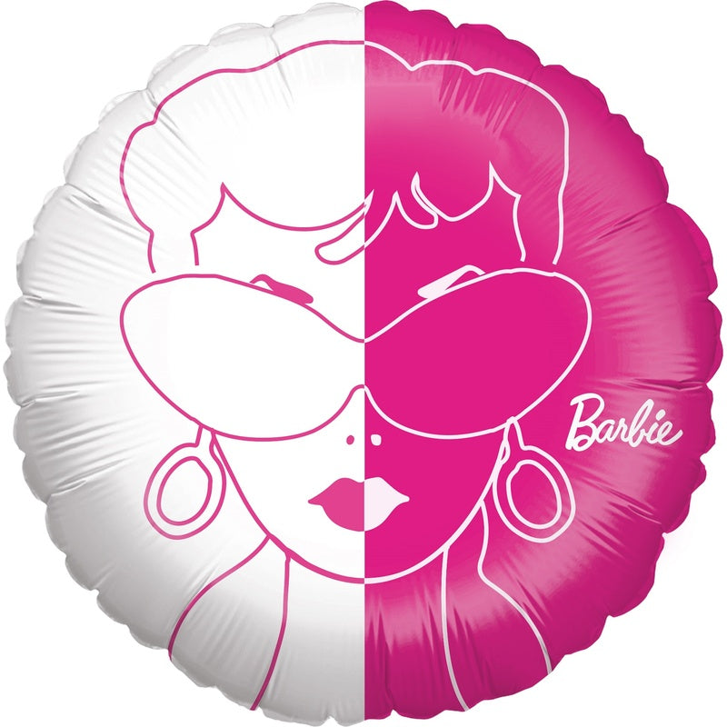 Folienballon Barbie pink weiß rund ø45 cm