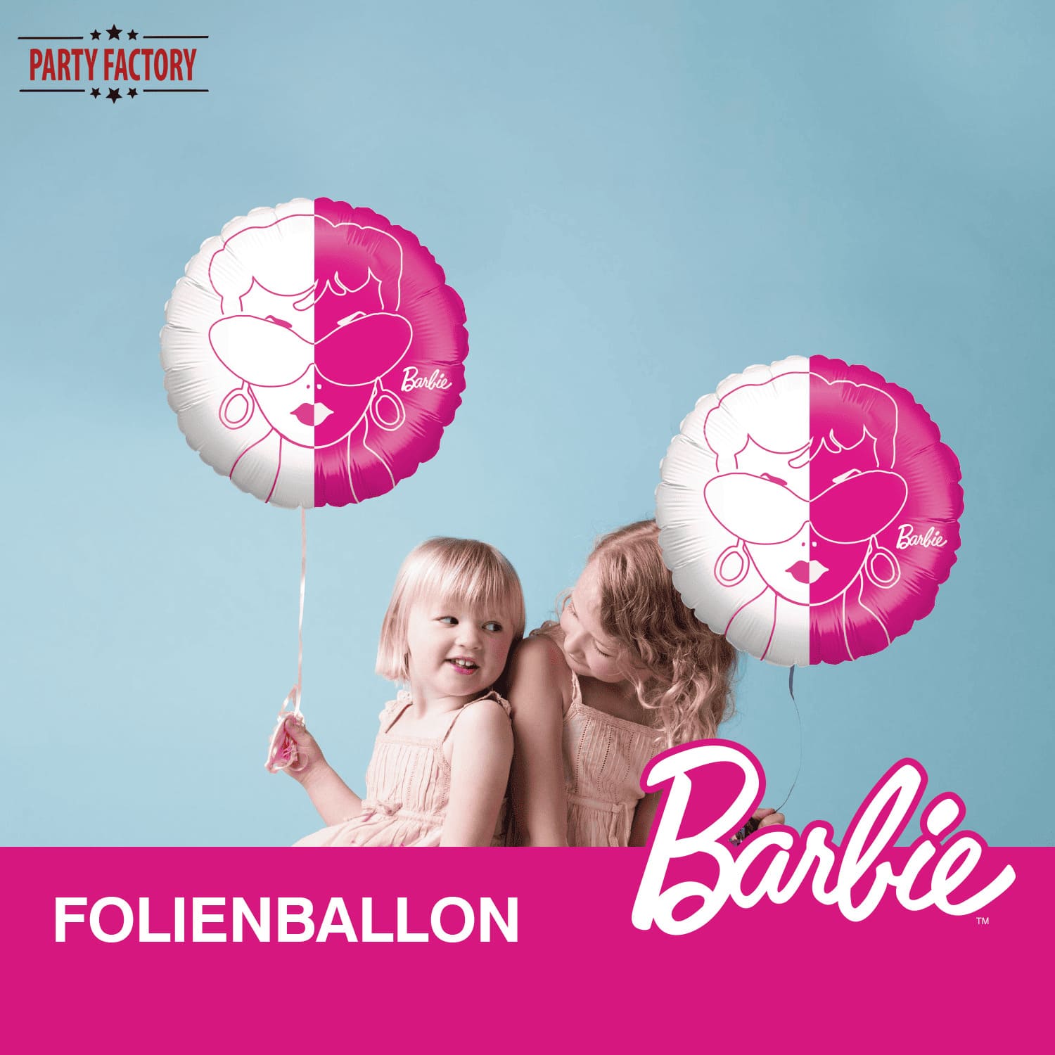 Folienballon Barbie pink weiß rund ø45 cm 2
