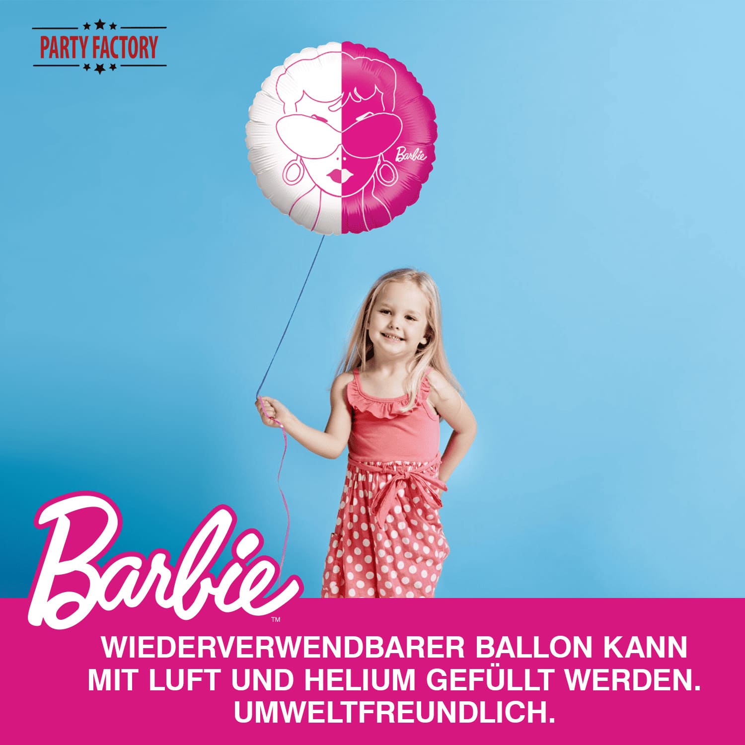 Folienballon Barbie pink weiß rund ø45 cm 4