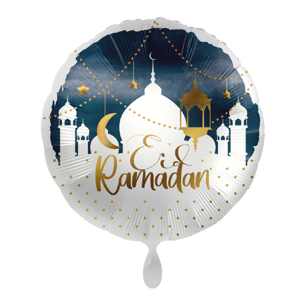 Folienballon Eid Ramadan Skyline ø43 cm Islam Religion Fest blau weiß