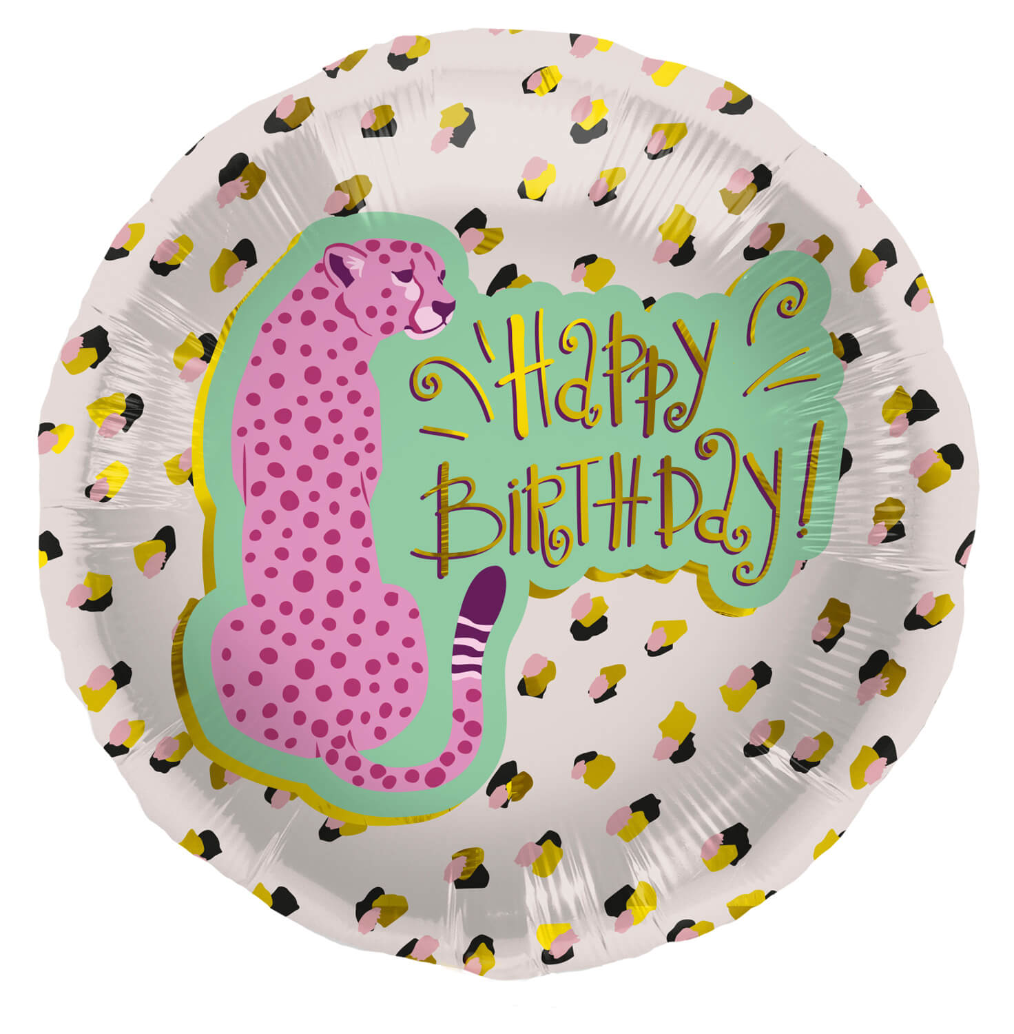 Folienballon Geburtstag Panther  Ø 45cm Geburtstagsballon Happy Birthday rosa gold