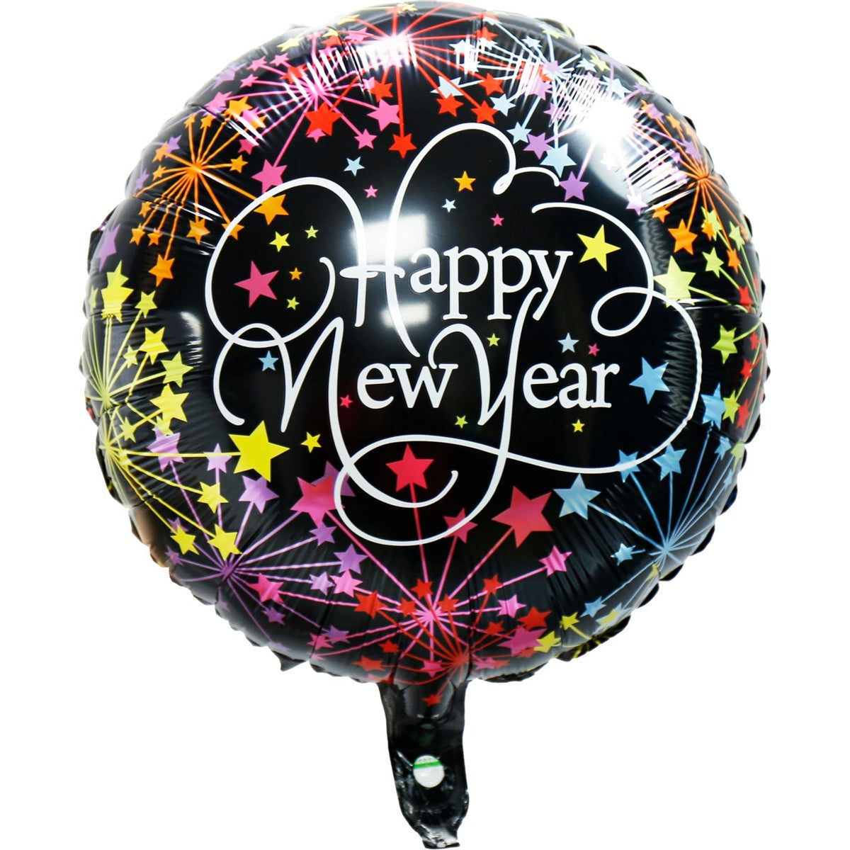 Folienballon Happy New Year Rund Sterne Bunt 45cm – Silvester Party Ballon