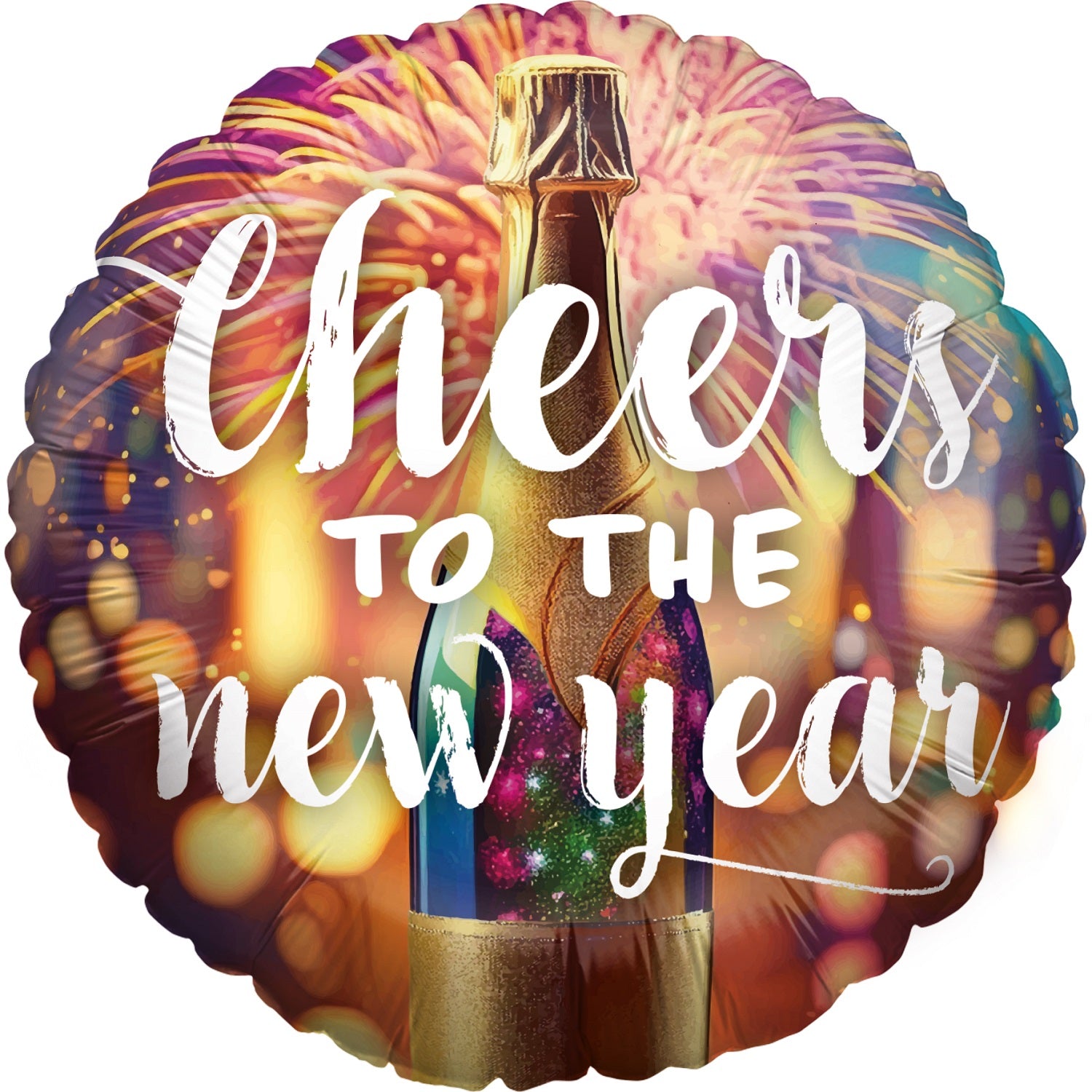 Folienballon Happy New Year Sektflasche Rund 45cm 2