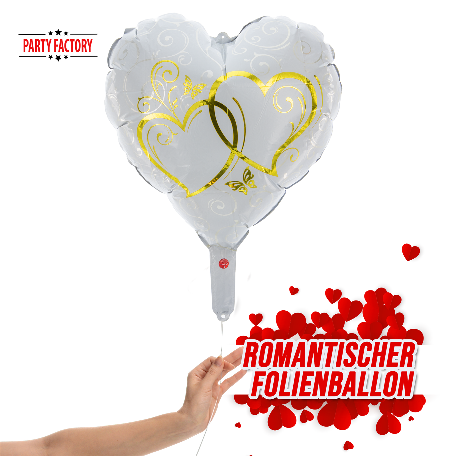 Folienballon Herz gold Herzen 45cm 2