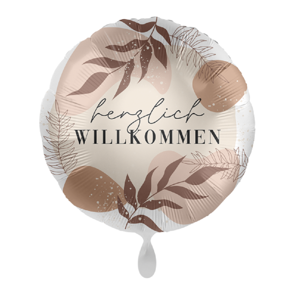 Folienballon Herzlich Willkommen vintage beige 43cm für Freunde Familie Nachbarn