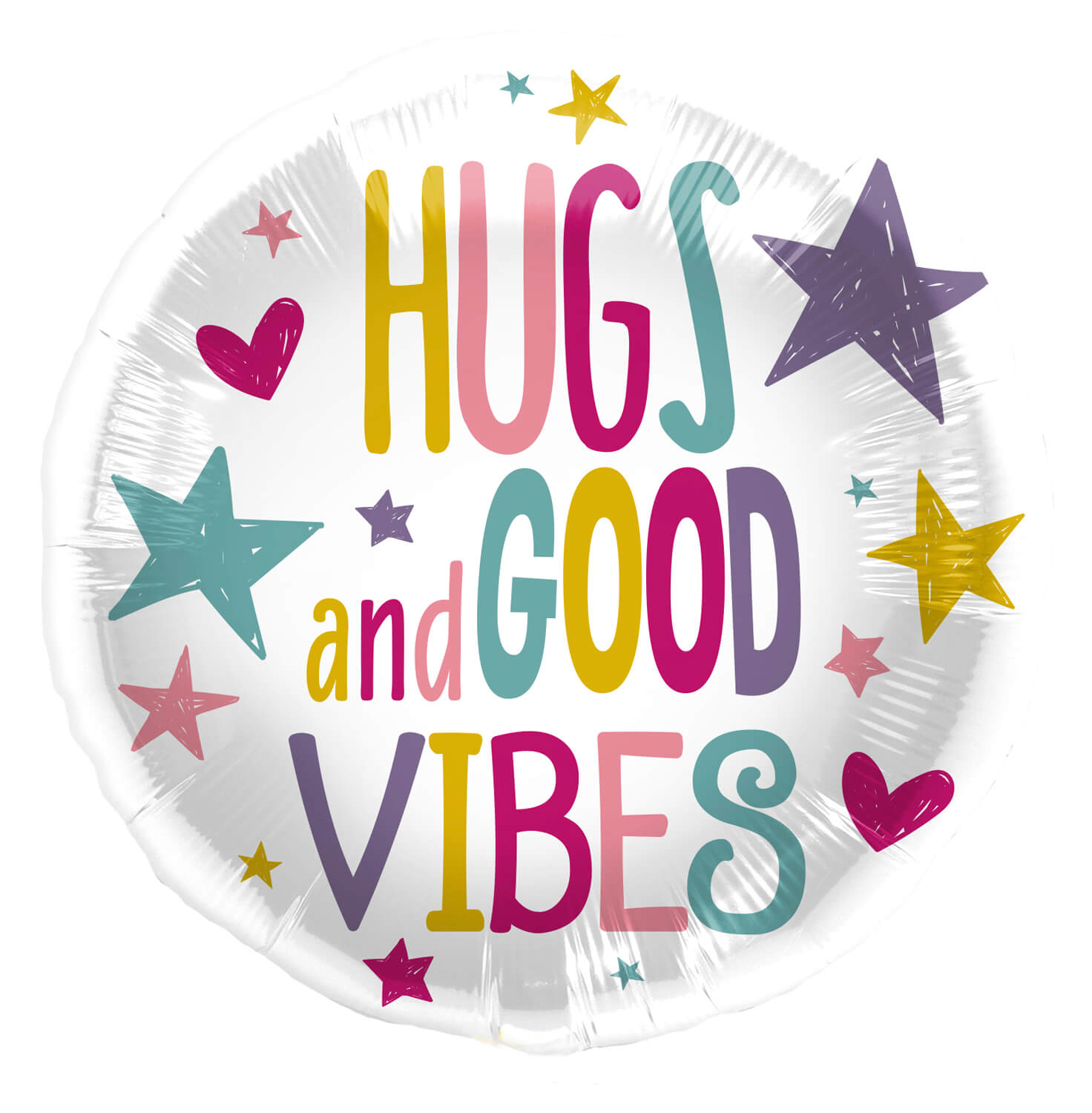 Folienballon Hugs and Good Vibes Ø 45cm Glückwunsch Ballon für Freund Freundin