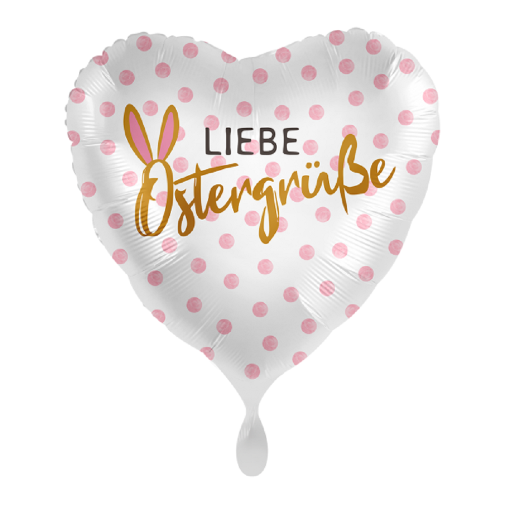 Folienballon Liebe Ostergrüße ø43cm Sale Ballon zu Ostern perlweiß rosa gold