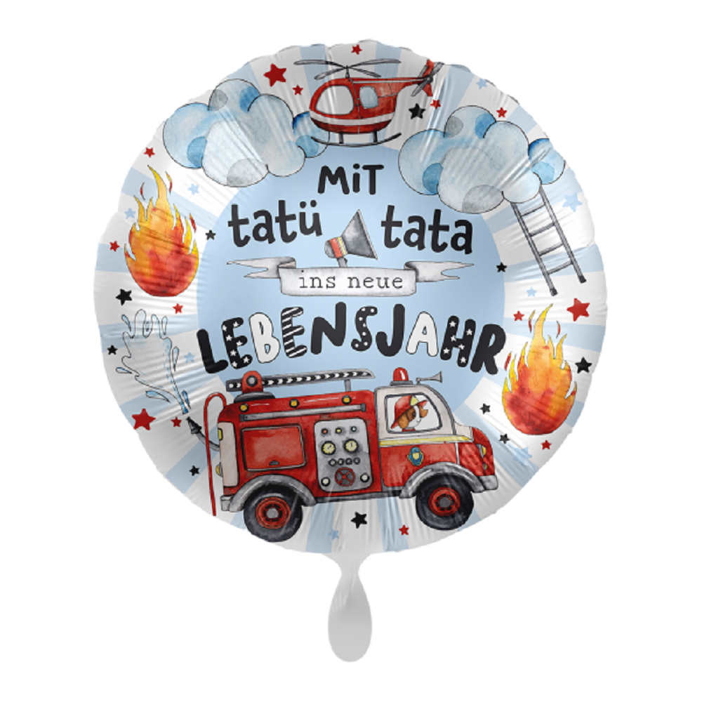 Folienballon Mit tatü tata in neue Lebensjahr Kindergeburtstag 43cm