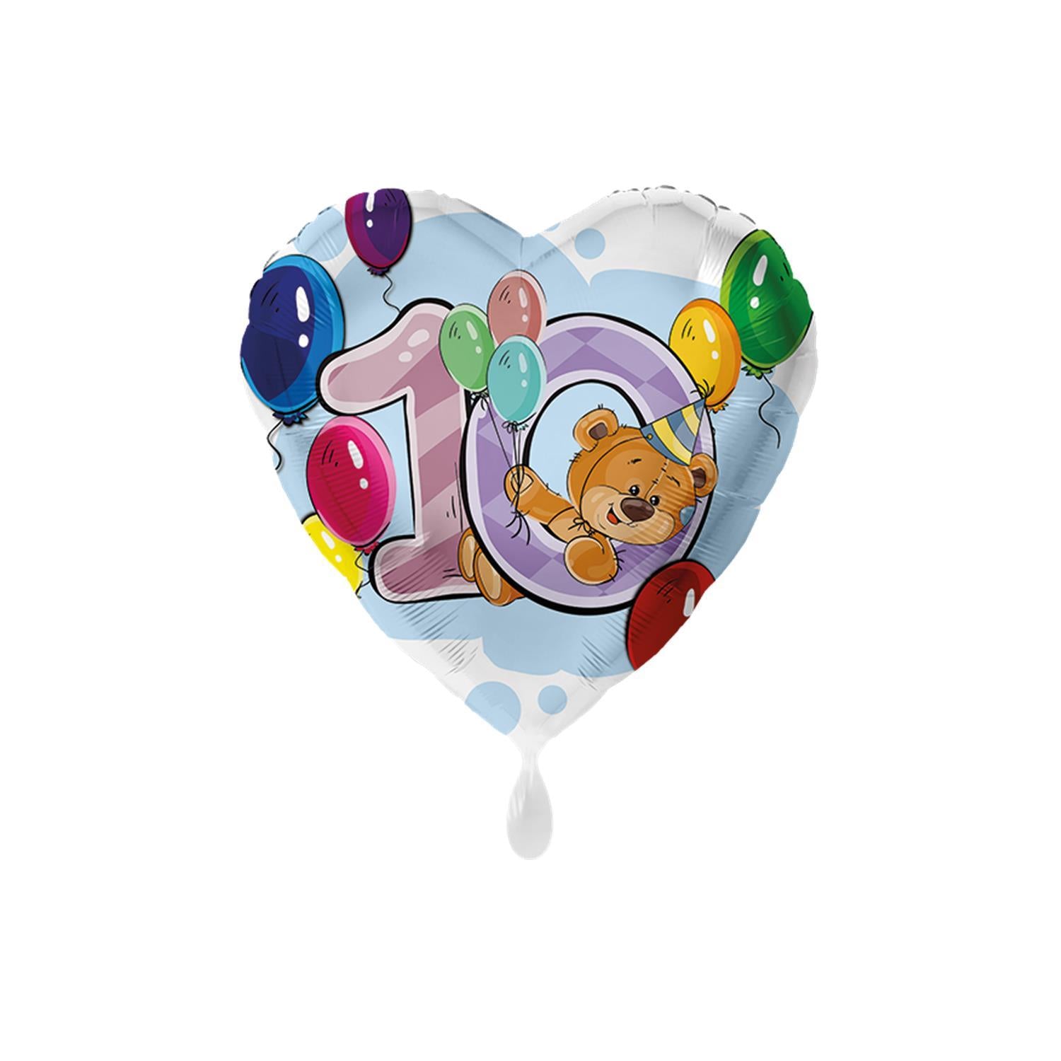 Folienballon Ø 45cm Bär 10 Ballon zum 10-ten Geburtstag