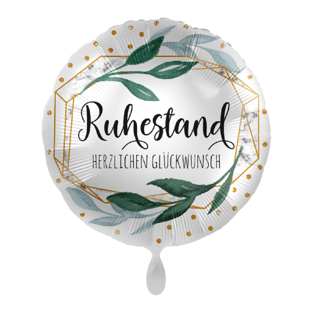 Folienballon Ruhestand ø43cm Glückwunsch für Emeritierte Rentner weiß grün