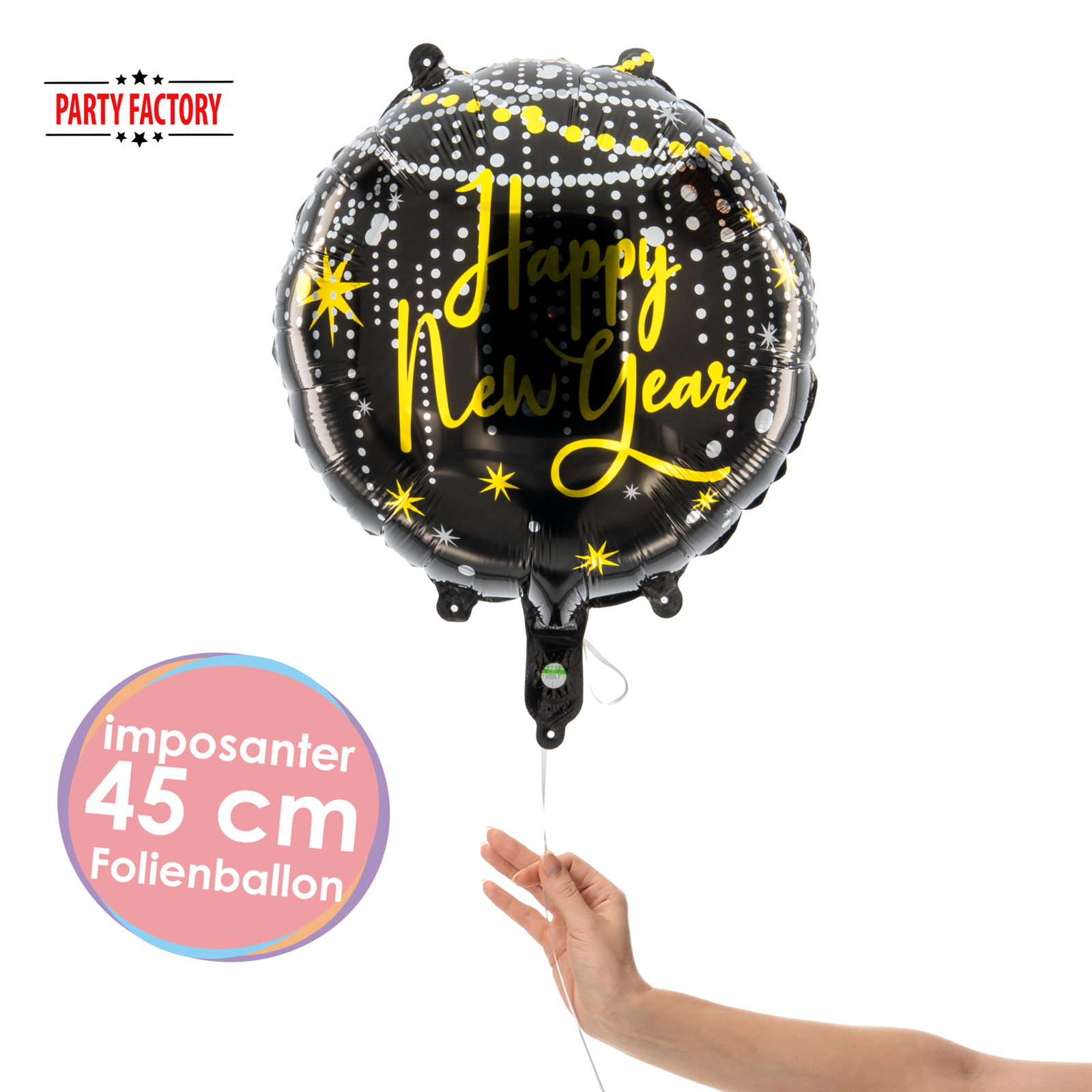 Folienballon Rund Happy New Year Ketten 45cm 2