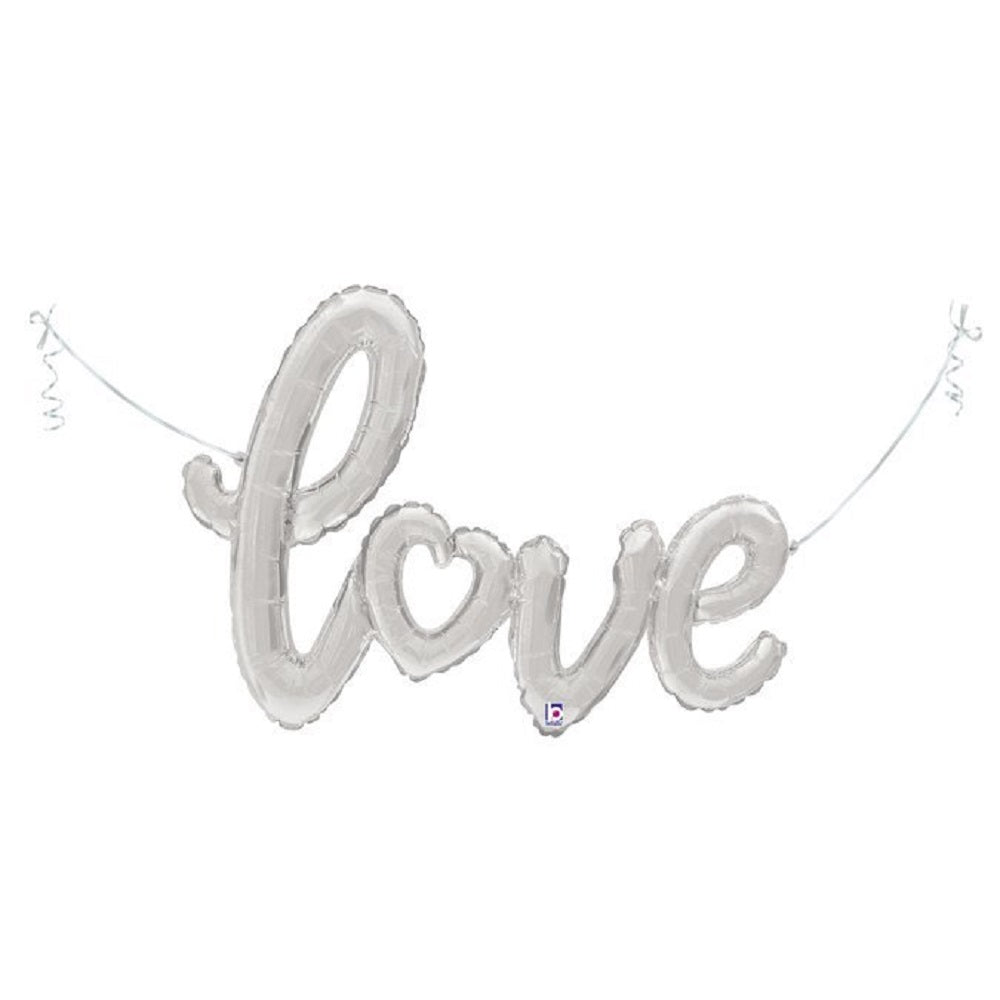 Folienballon Silber Love 80x57 cm Ballon Liebe Schriftzug Valentinstag Hochzeit